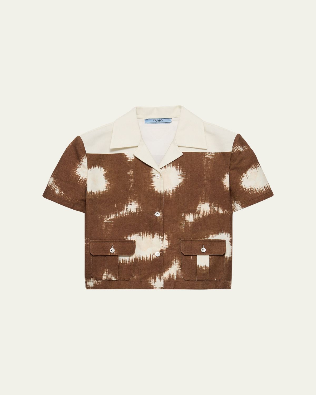 Prada Abstract-Print Canvas Crop Bowling Shirt | Thumbnail 4 Prada Abstract-Print Canvas Crop Bowling Shirt | Thumbnail 4
