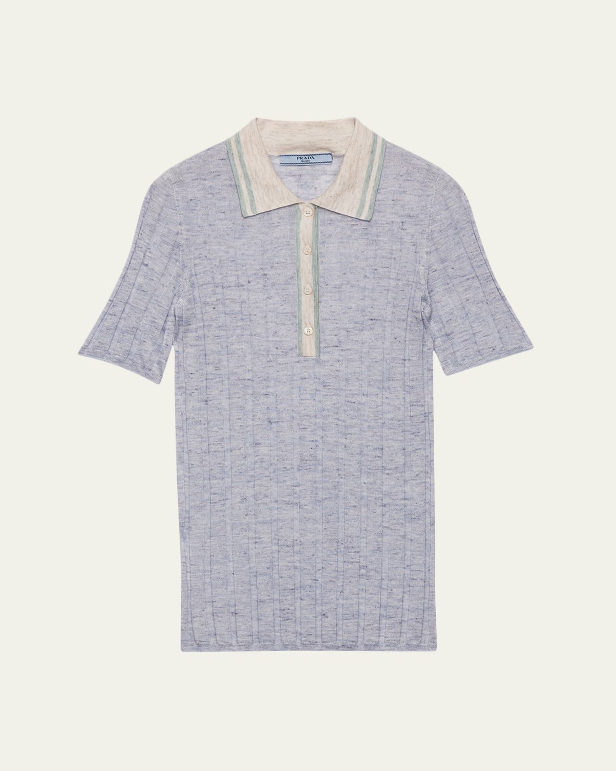 Prada Cashmere-Silk Rib Polo Shirt