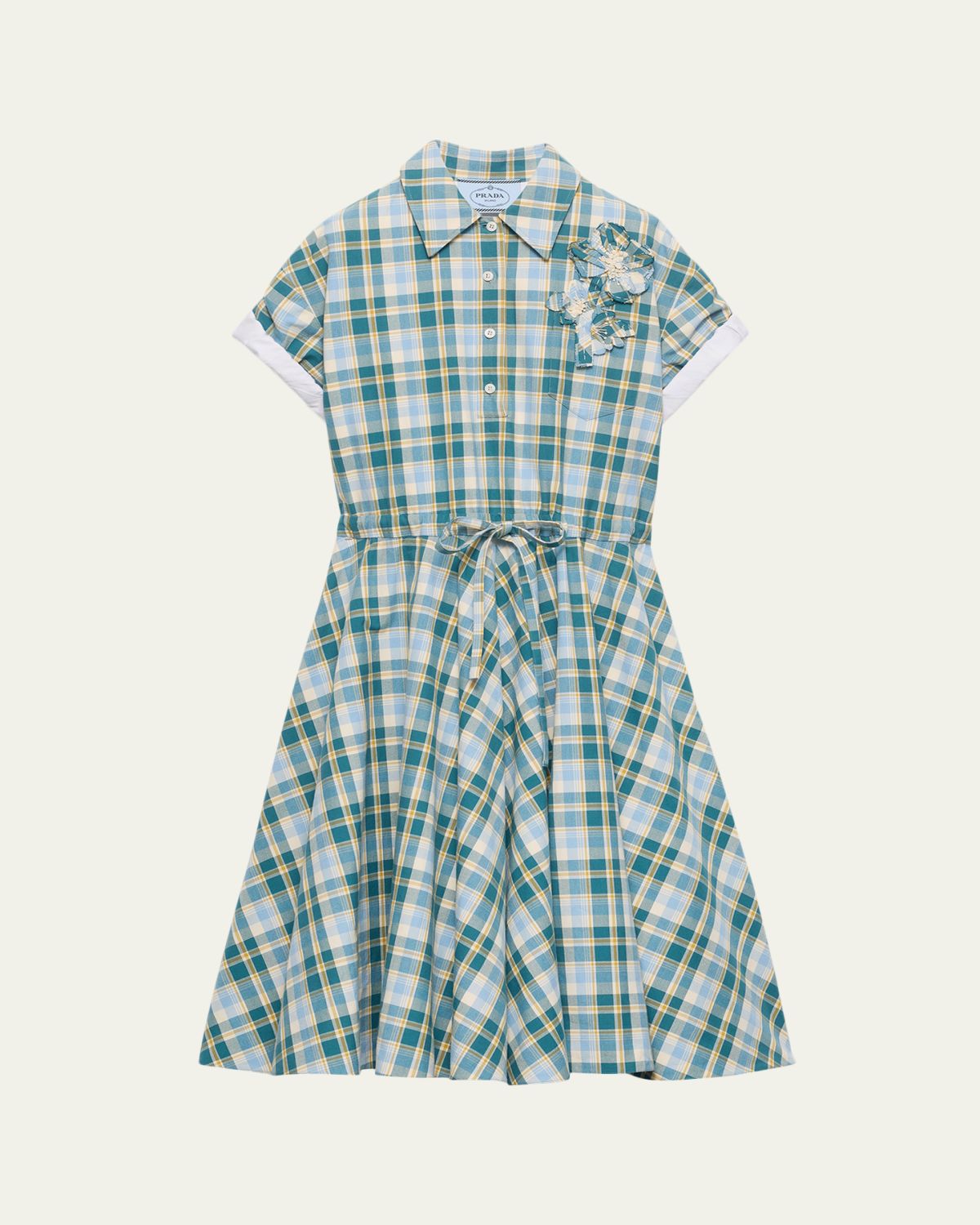 Prada Embroidered Checked Cotton Midi Polo Dress | Thumbnail 6