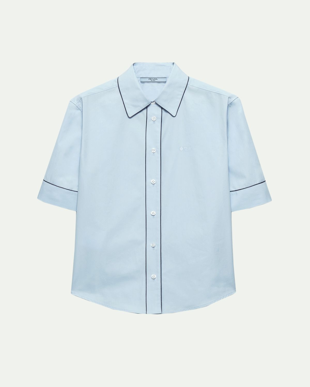 Prada Short-Sleeve Cotton Button-Down Top