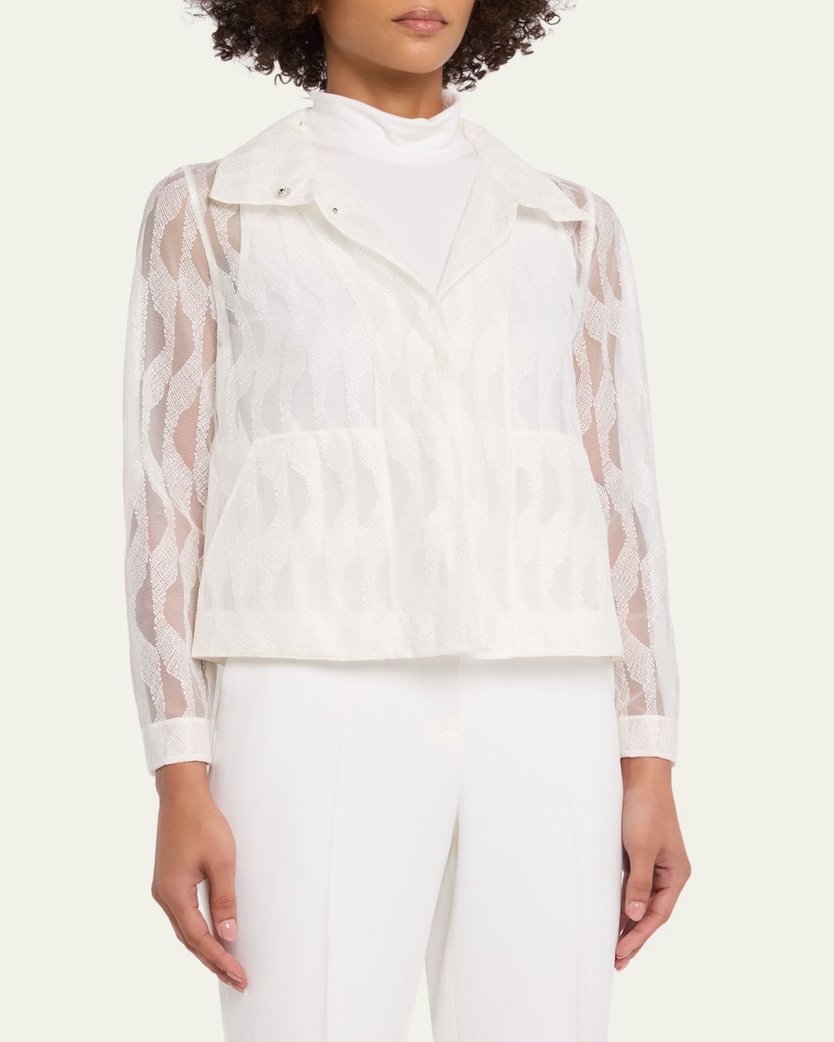 Akris Castro High Plains Embroidered Tulle Jacket | Thumbnail 4 Akris Castro High Plains Embroidered Tulle Jacket | Thumbnail 4