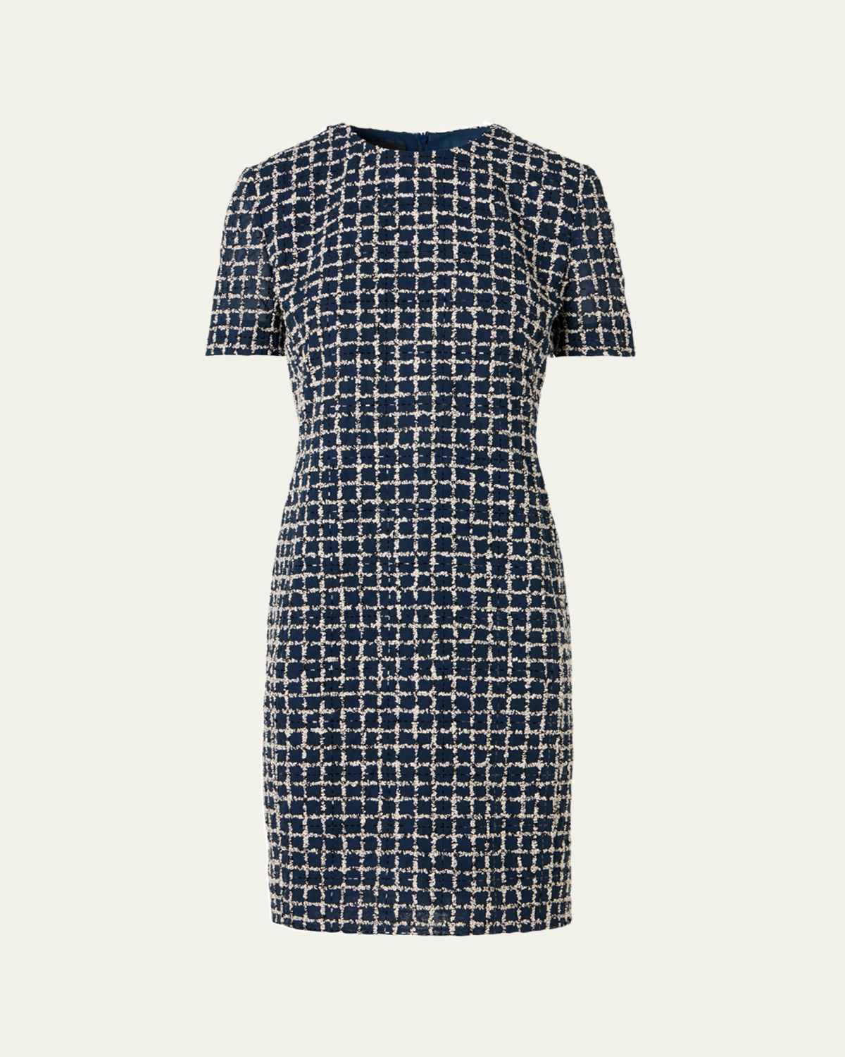 Akris 3D Check Embroidered Sheath Dress