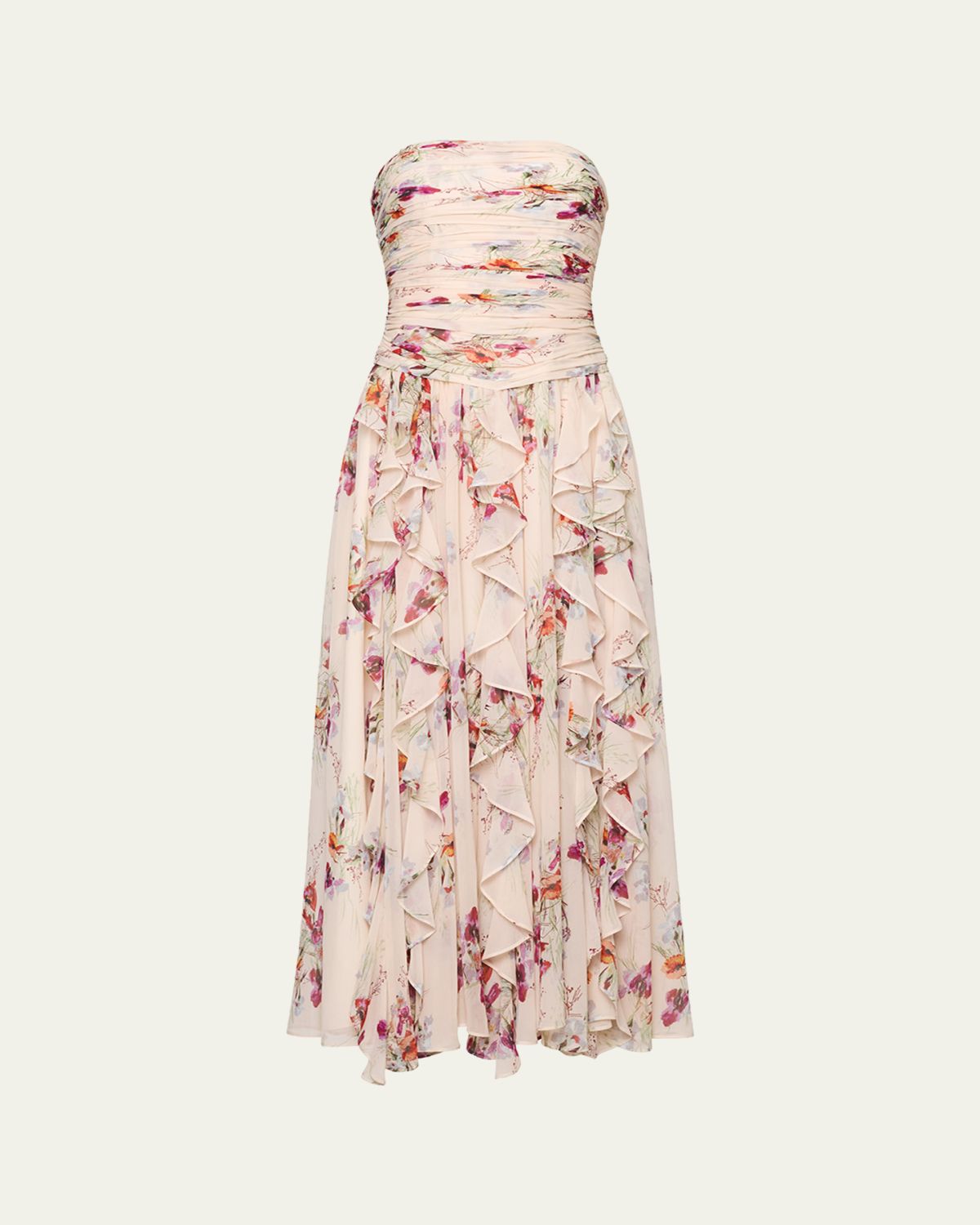 Cinq a Sept Strapless Iris Bouquet Dress