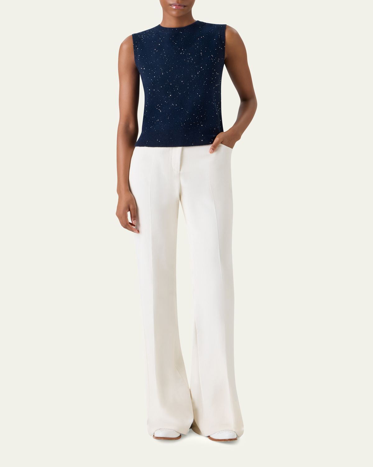 Akris Sequined Wool-Cashmere Sleeveless Sweater | Thumbnail 2 Akris Sequined Wool-Cashmere Sleeveless Sweater | Thumbnail 2