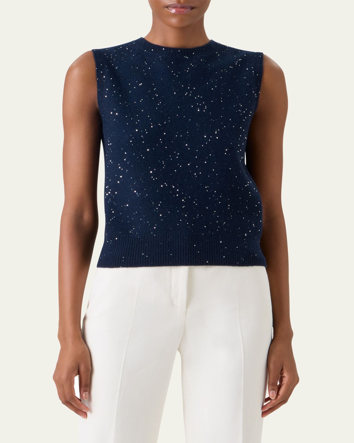 Akris Sequined Wool-Cashmere Sleeveless Sweater | Thumbnail 4 Akris Sequined Wool-Cashmere Sleeveless Sweater | Thumbnail 4