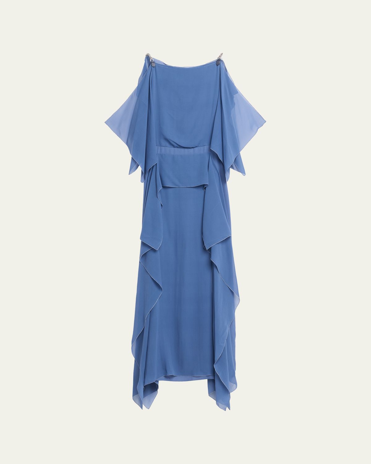 Lanvin Chain-Strap Silk Ruffle Maxi Dress | Thumbnail 6