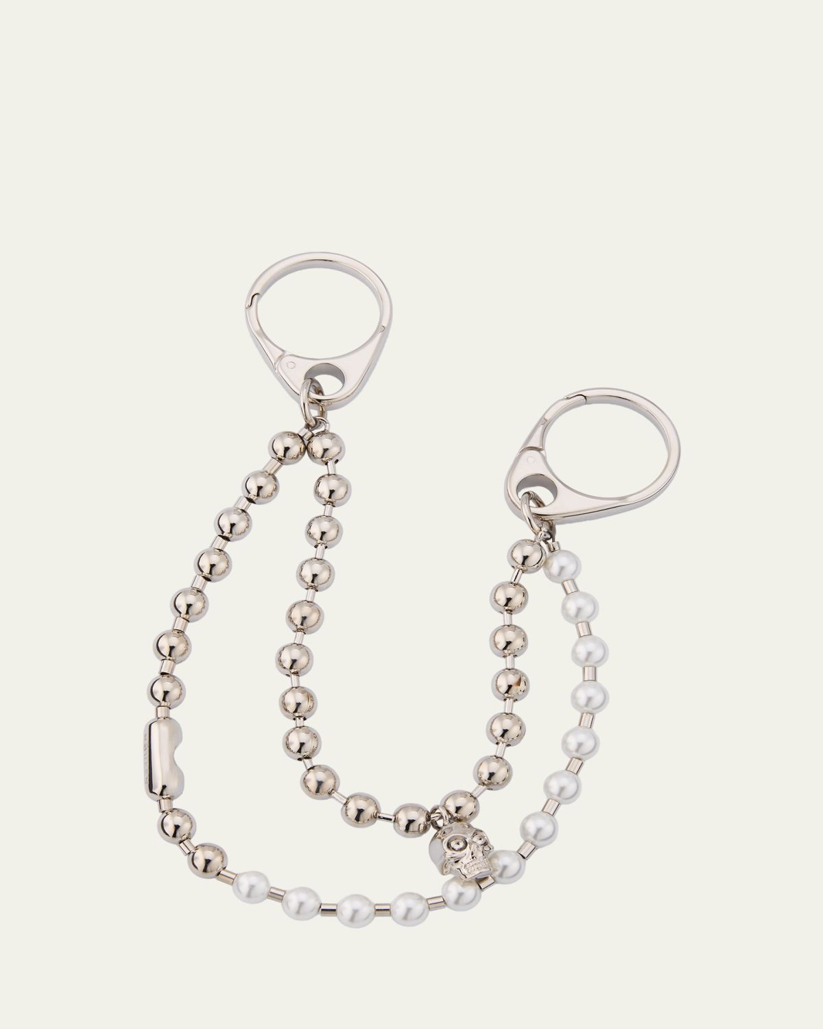 McQueen Skull and Pearly Double Chain Charm