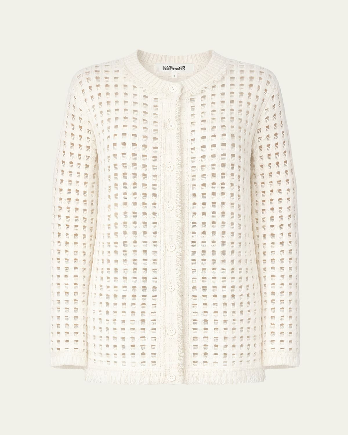 Diane von Furstenberg Celestina Fringed Open-Stitch Cardigan