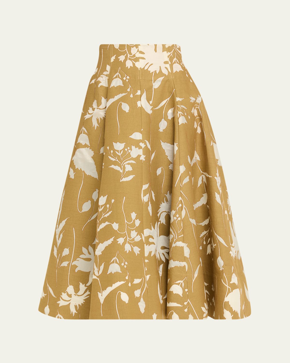 Lela Rose Sheer Floral Jacquard Fit-And-Flare Midi Skirt