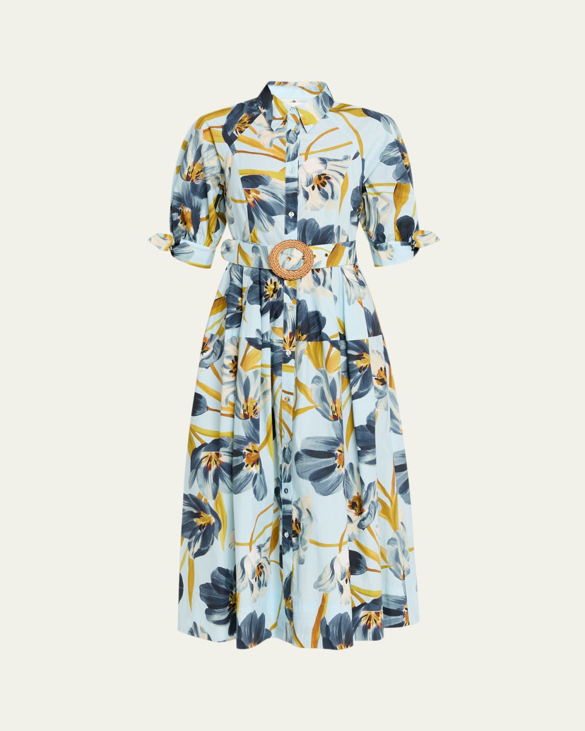 Cara Cara Caro Printed Short-Sleeve Midi Dress