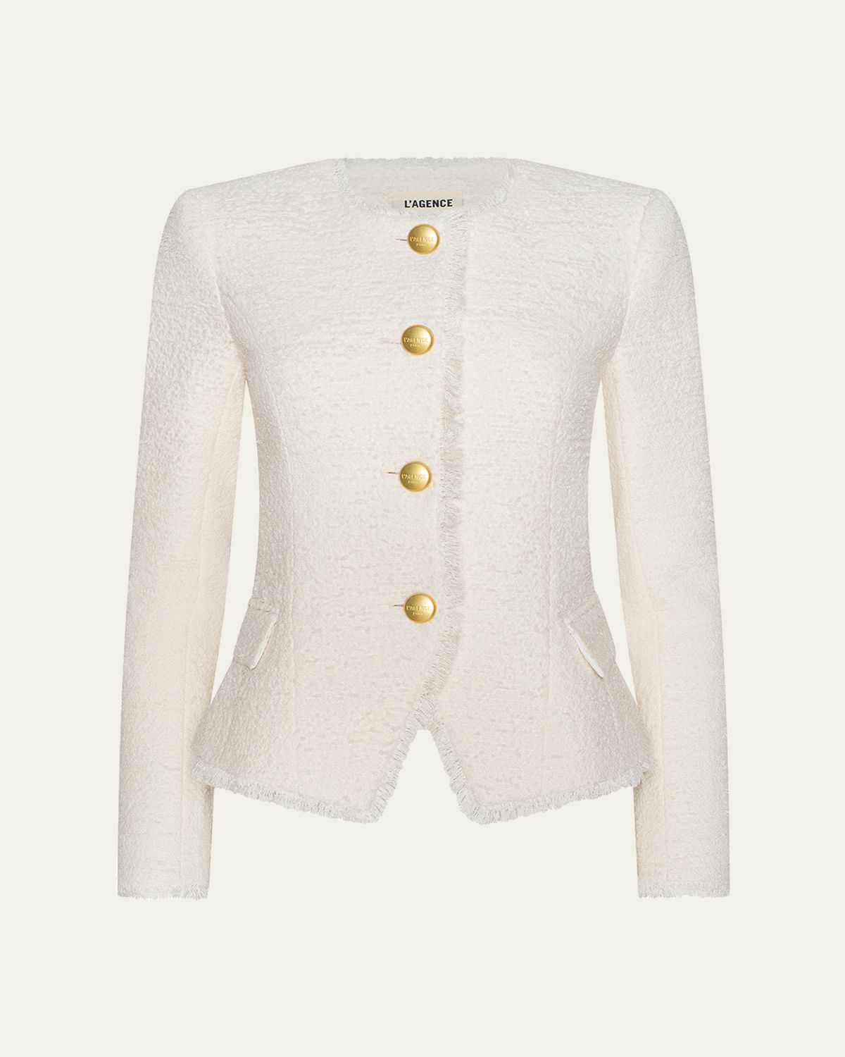 L 'Agence Nerina Collarless Tweed Blazer