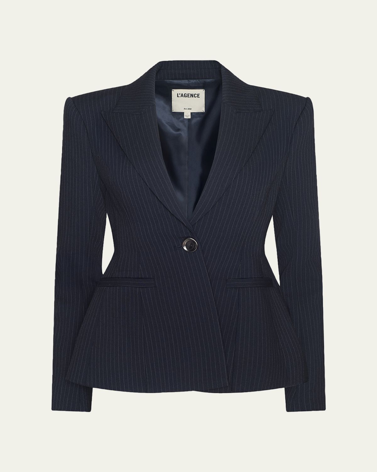 L 'Agence Therese Single-Breasted Pinstripe Blazer