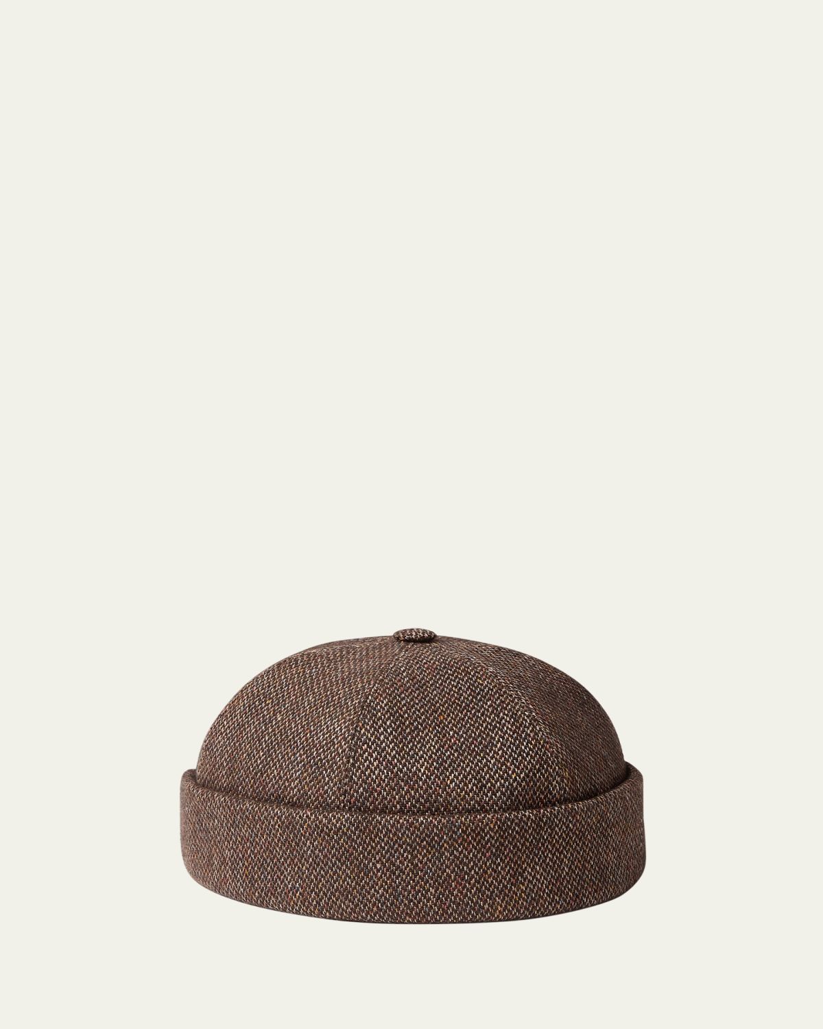 Loro Piana Men's Sasha Linen-Blend Beanie Hat with Leather Strap