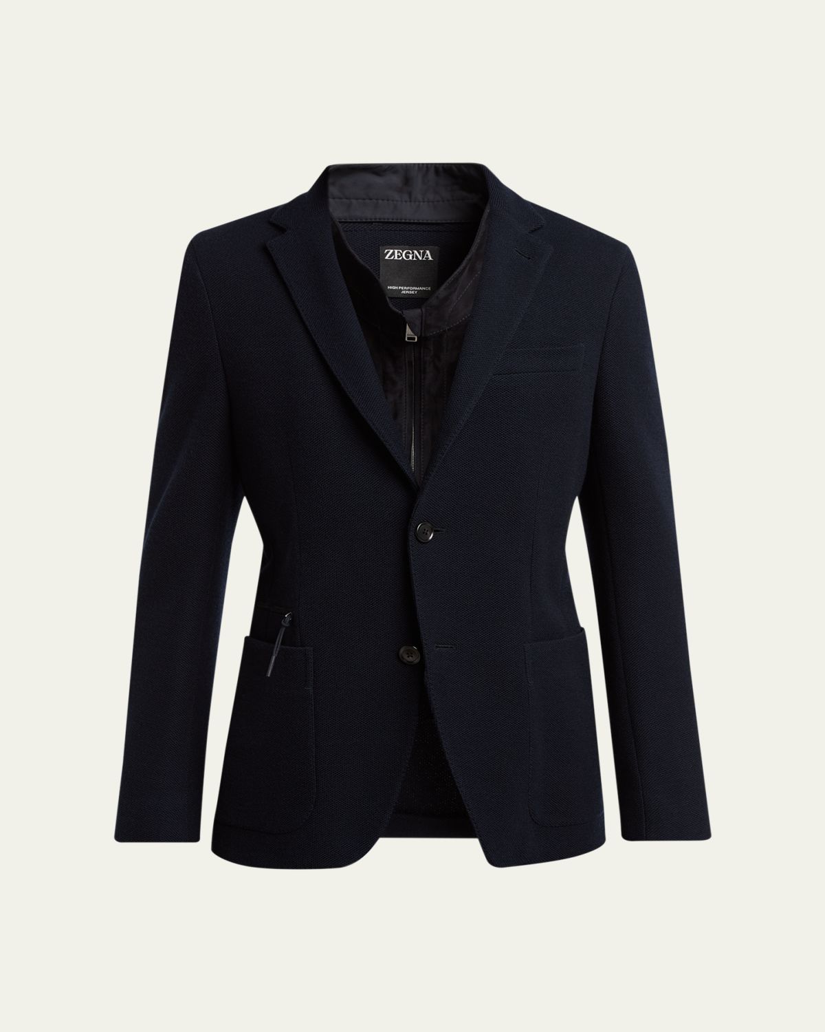 ZEGNA Men's High Performance Jersey Wool and Cotton Jacket