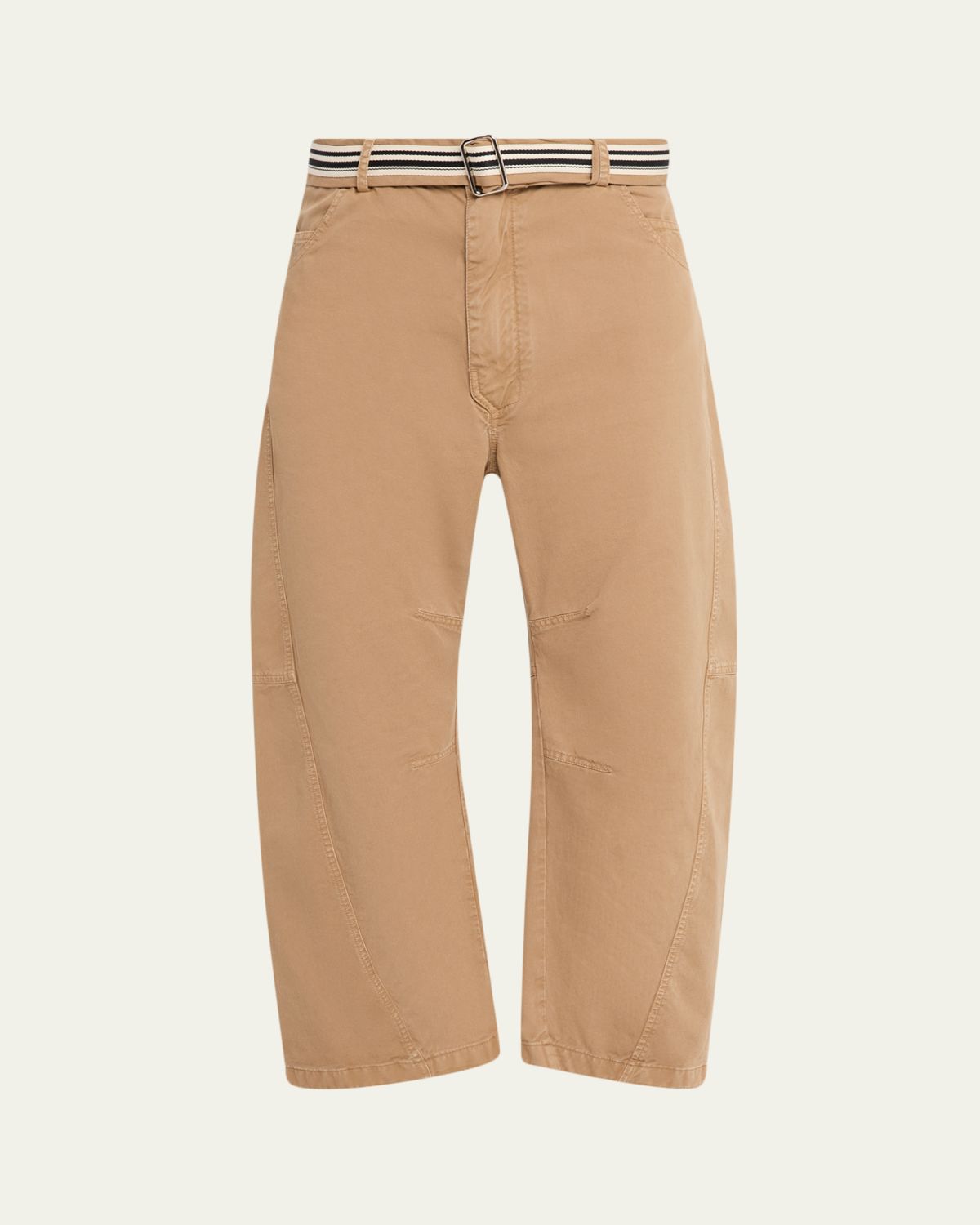 MORDECAI Men's Cotton Belted Barrel-Leg Pants