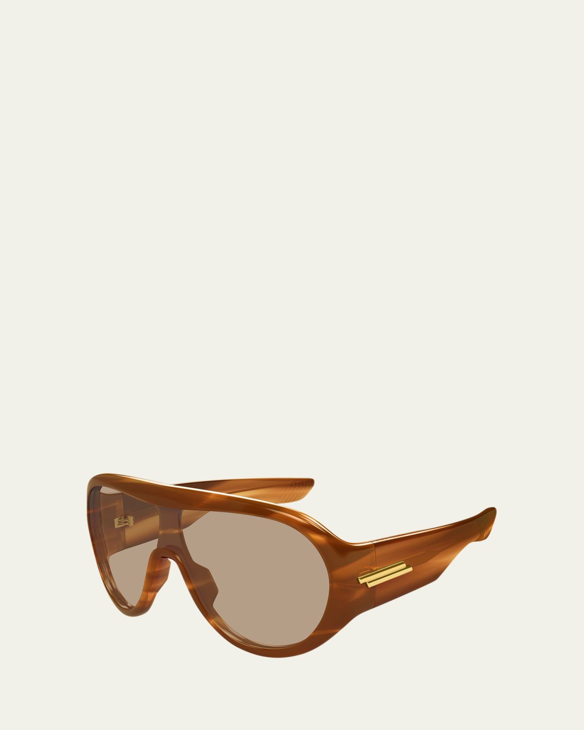 Bottega Veneta 99mm Acetate & Nylon Shield Sunglasses - back view in Black