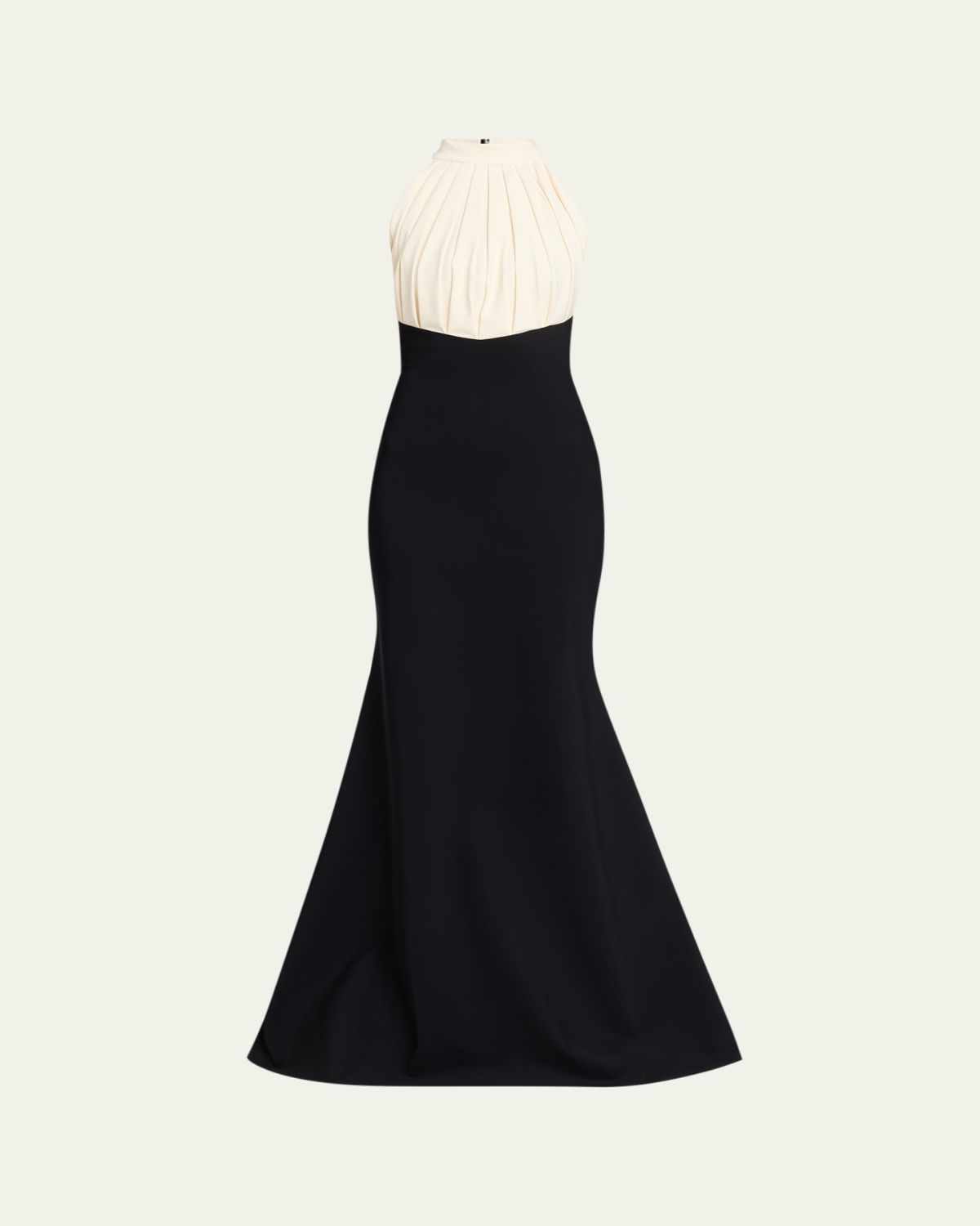 Chiara Boni La Petite Robe Warda Pleated Two-Tone Trumpet Gown