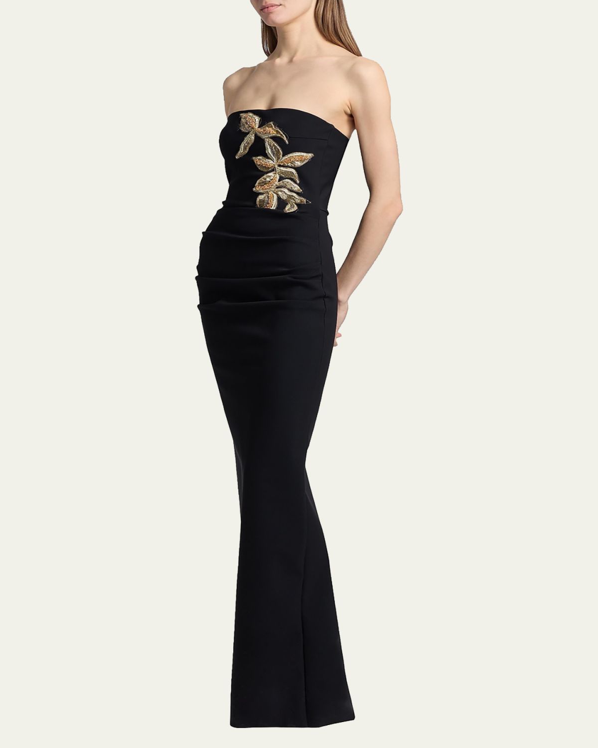 Chiara Boni La Petite Robe Nitra Strapless Bead Applique Column Gown | Thumbnail 2