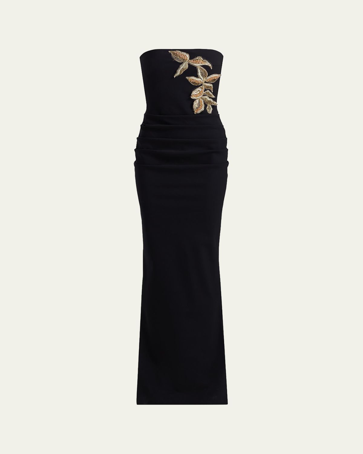 Chiara Boni La Petite Robe Nitra Strapless Bead Applique Column Gown