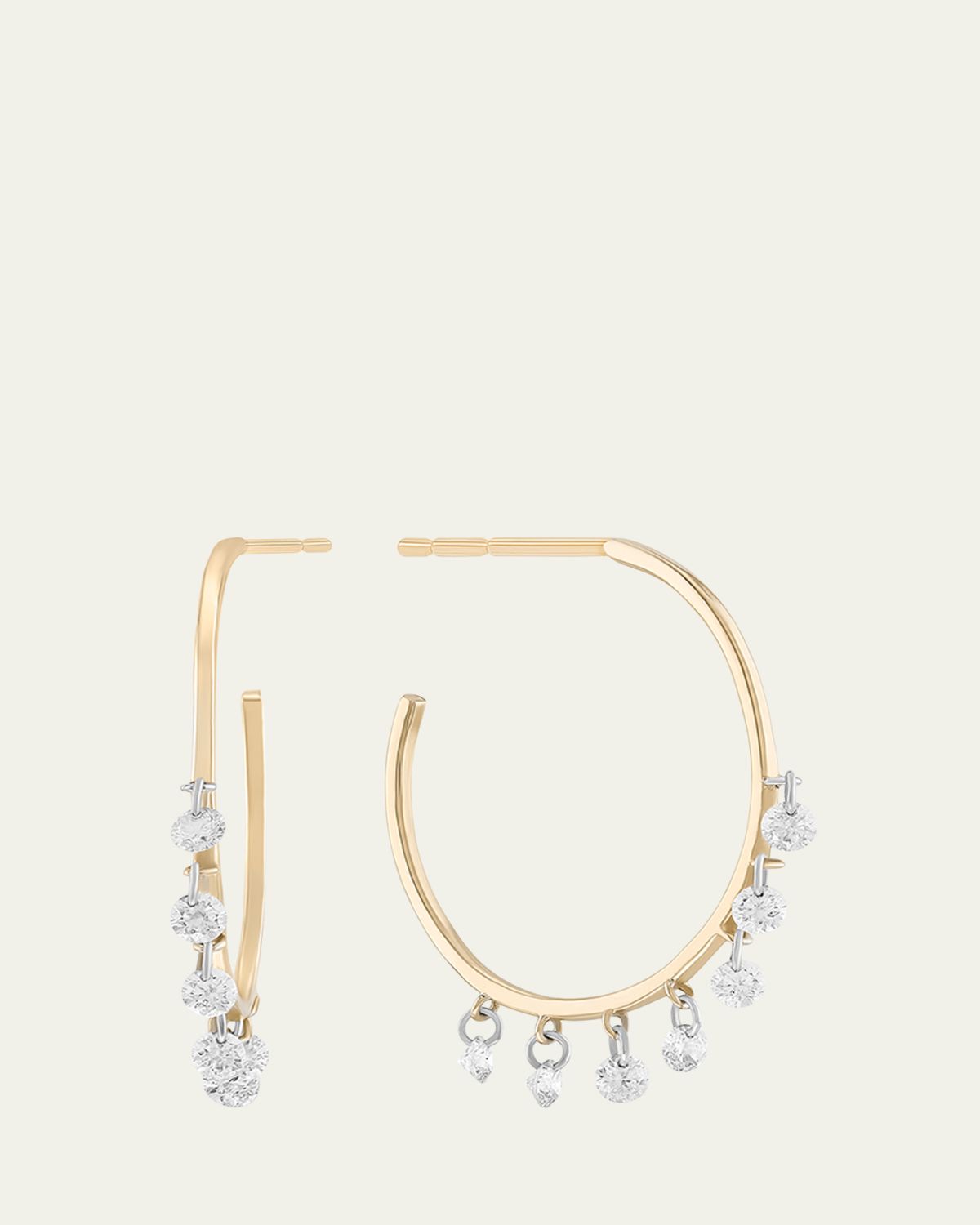 Lana Floating Diamond 14K Gold Hoop Earrings | Thumbnail 3