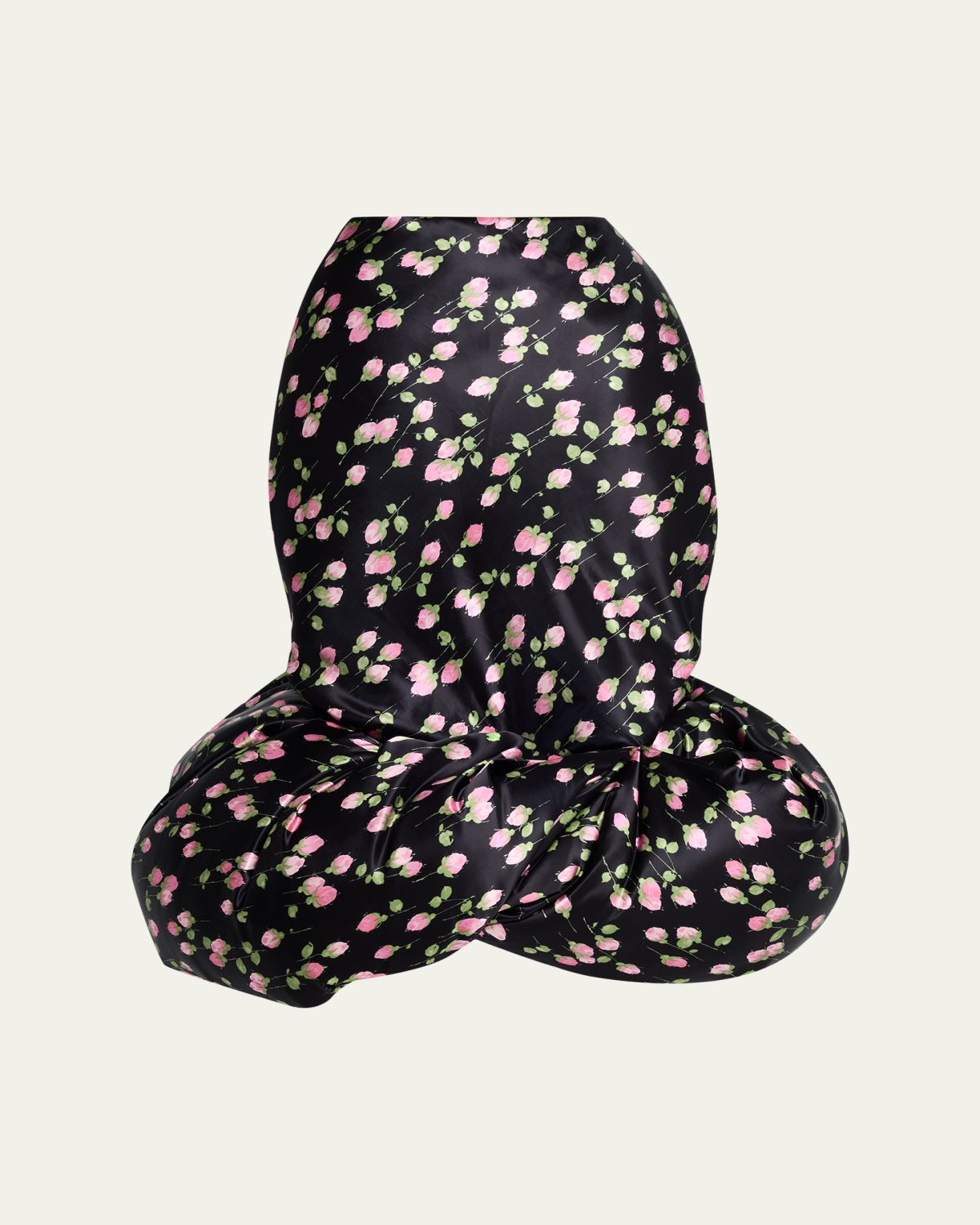 Marc Jacobs Runway Rose Print Satin Bubble Hem Skirt