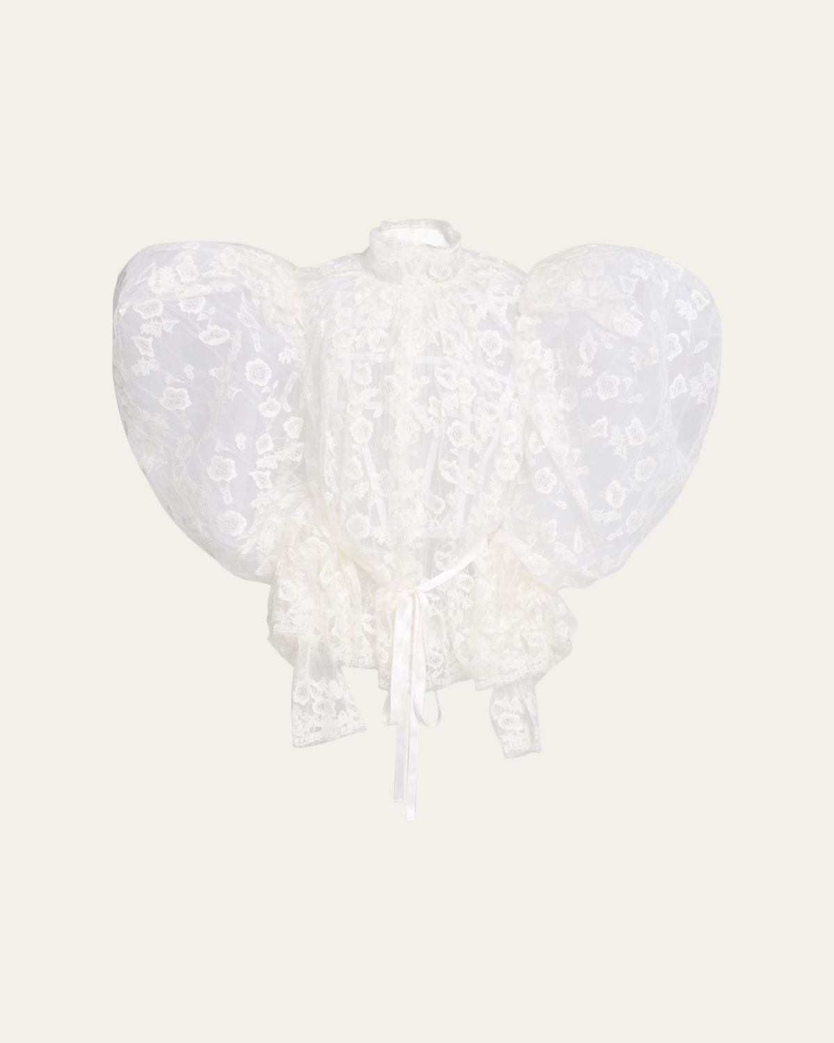 Marc Jacobs Runway Draped Puff-Sleeve Lace Top