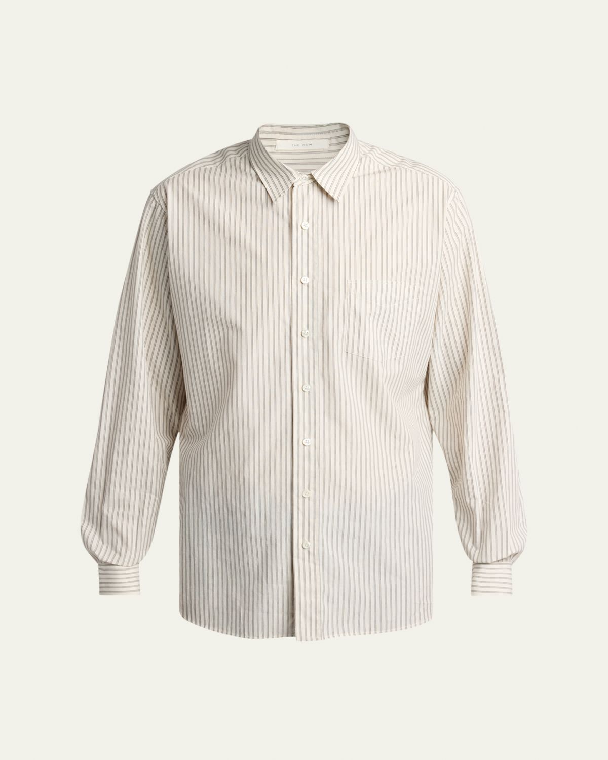 THE ROW Men's Granada Silk Poplin Stripe Button-Down Shirt