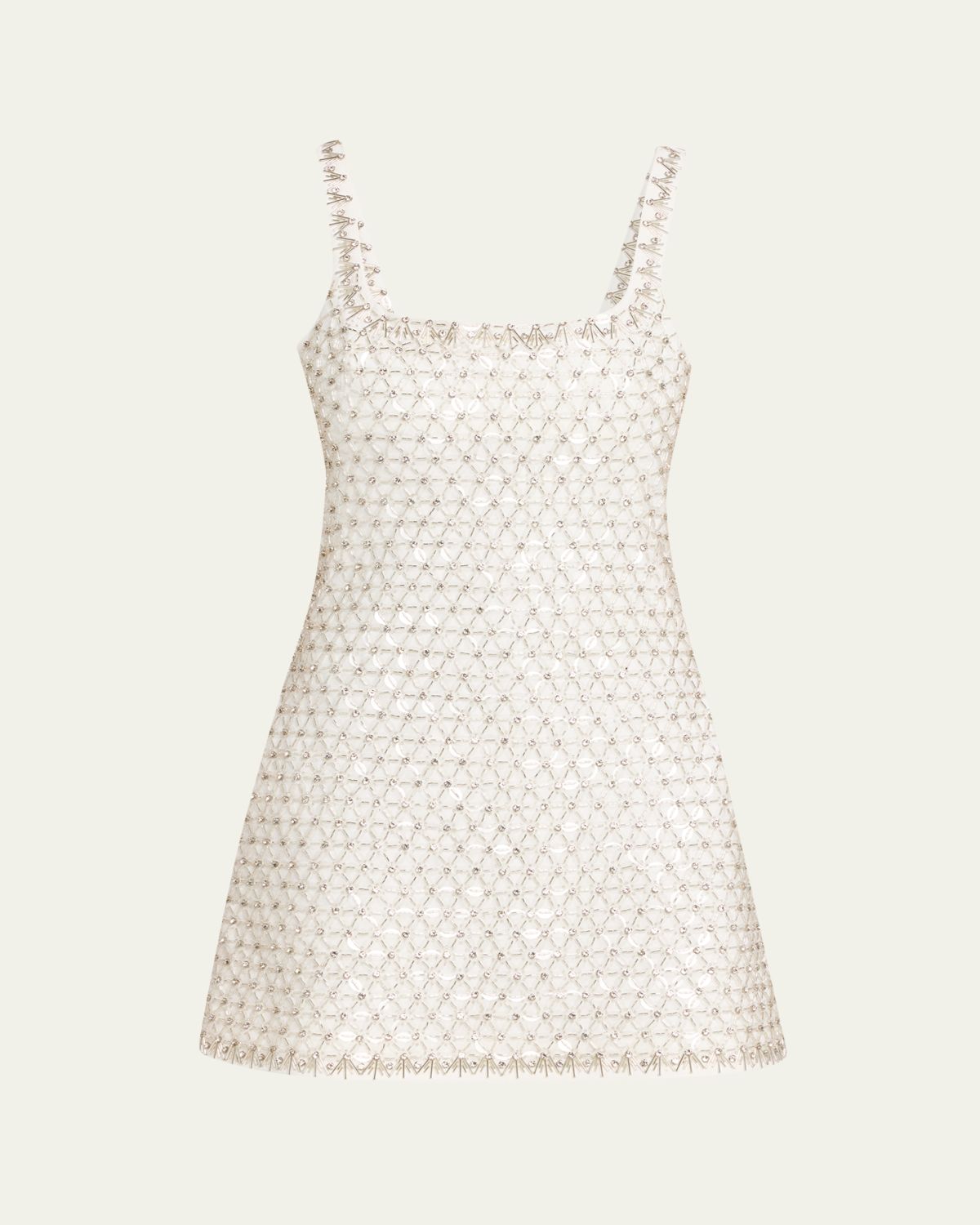 SIMKHAI Beaded Rhinestone Crepe Mini Dress