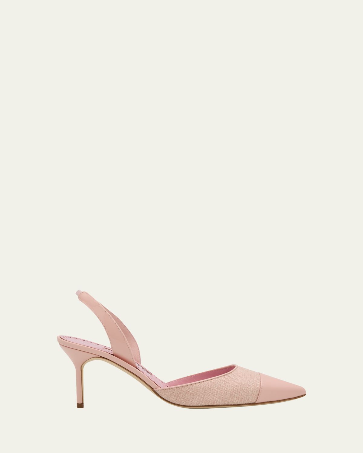 Manolo Blahnik 50mm Capsli Linen and Leather Slingback Pumps