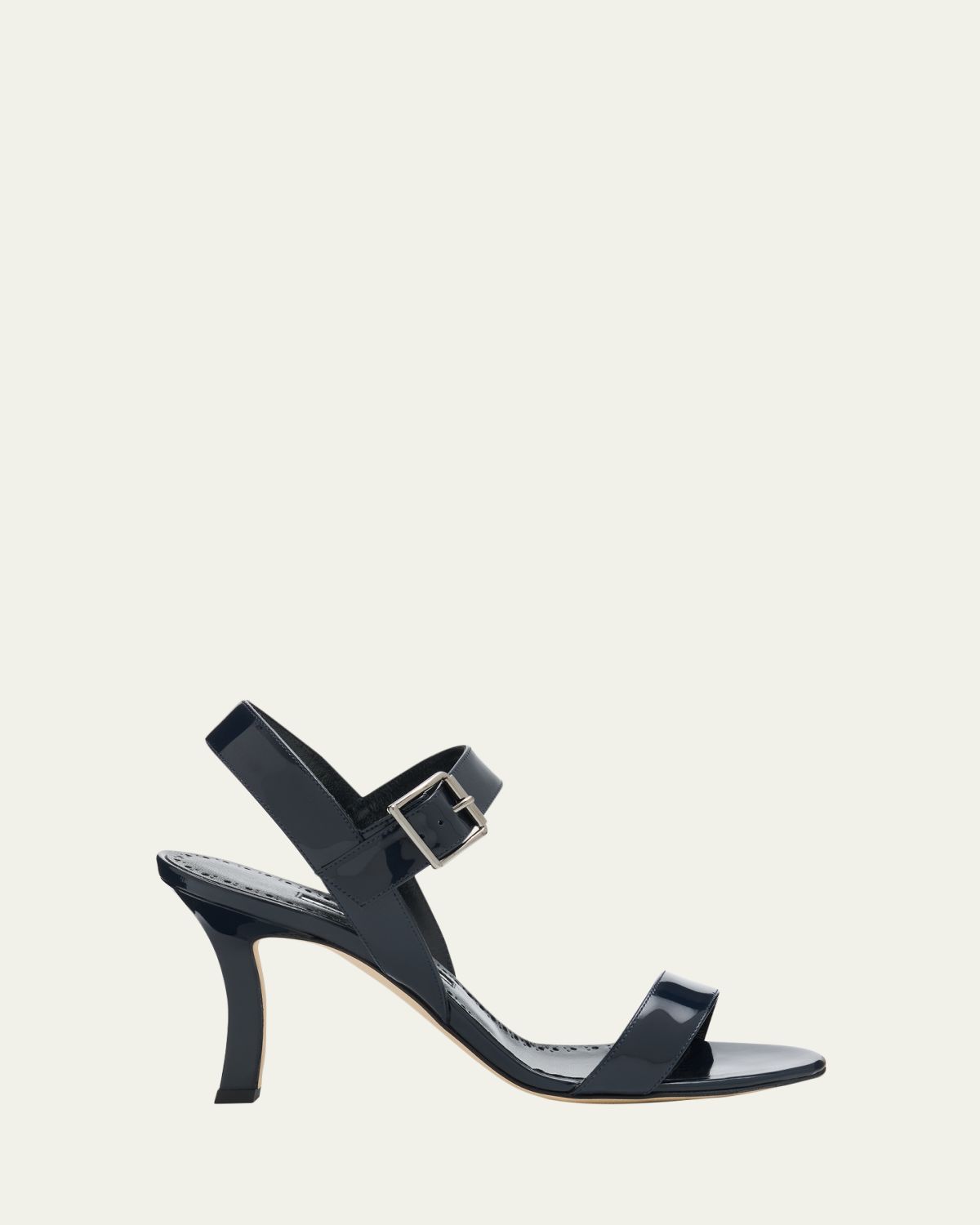 Manolo Blahnik 90mm Patent Leather Ankle-Strap Sandals