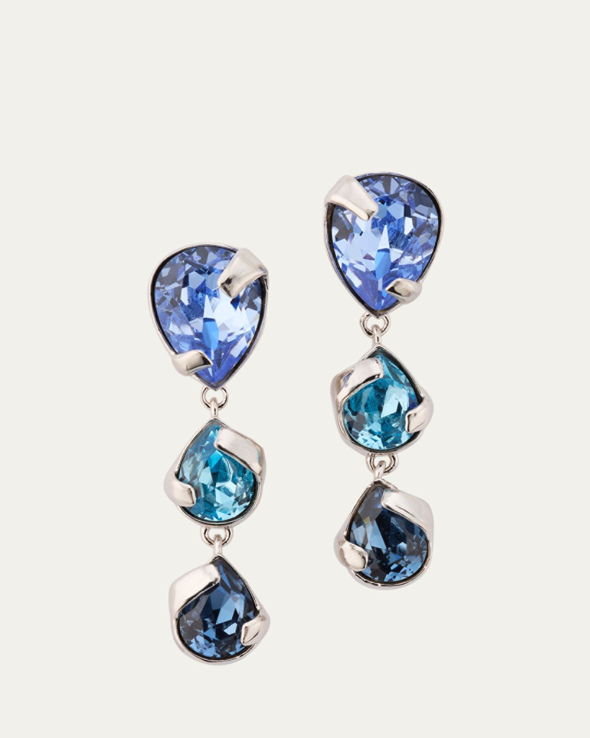 Oscar de la Renta Pear Rhinestone Drop Earrings, Dark Blue
