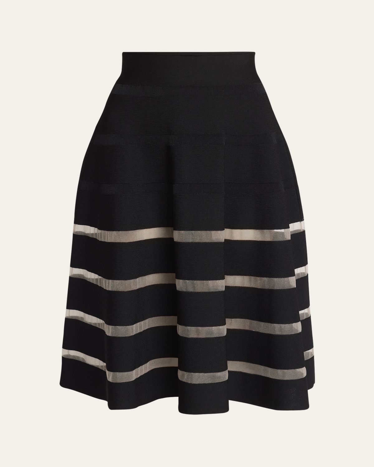 Balmain Sheer Striped Midi Skirt