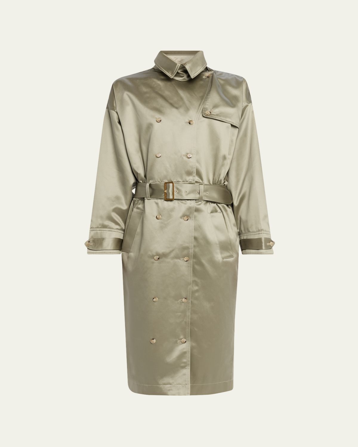 Willy Chavarria Satin Double-Breasted Midi Trench Dress | Thumbnail 6 Willy Chavarria Satin Double-Breasted Midi Trench Dress | Thumbnail 6