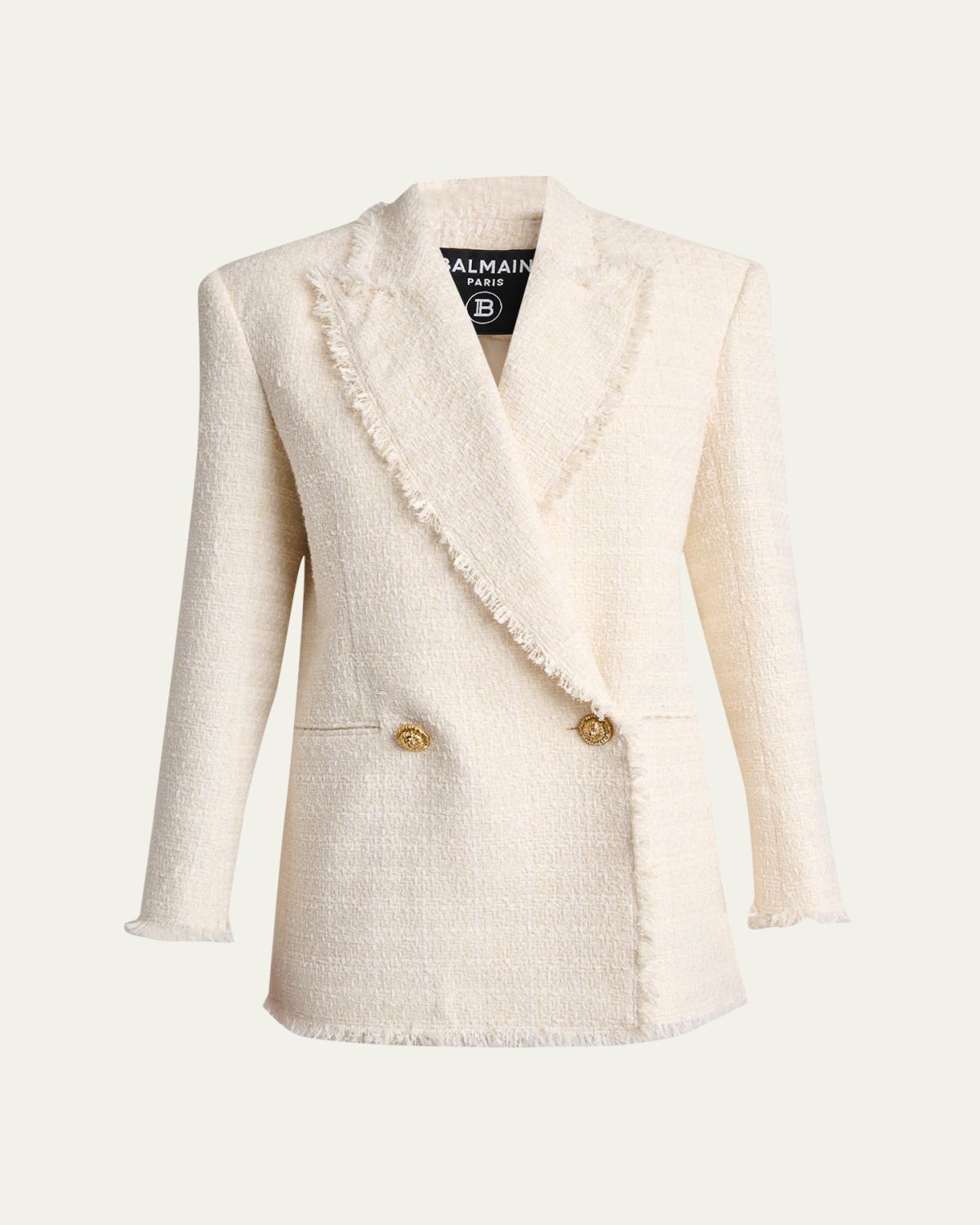 Balmain Tweed Double-Breasted Blazer Jacket