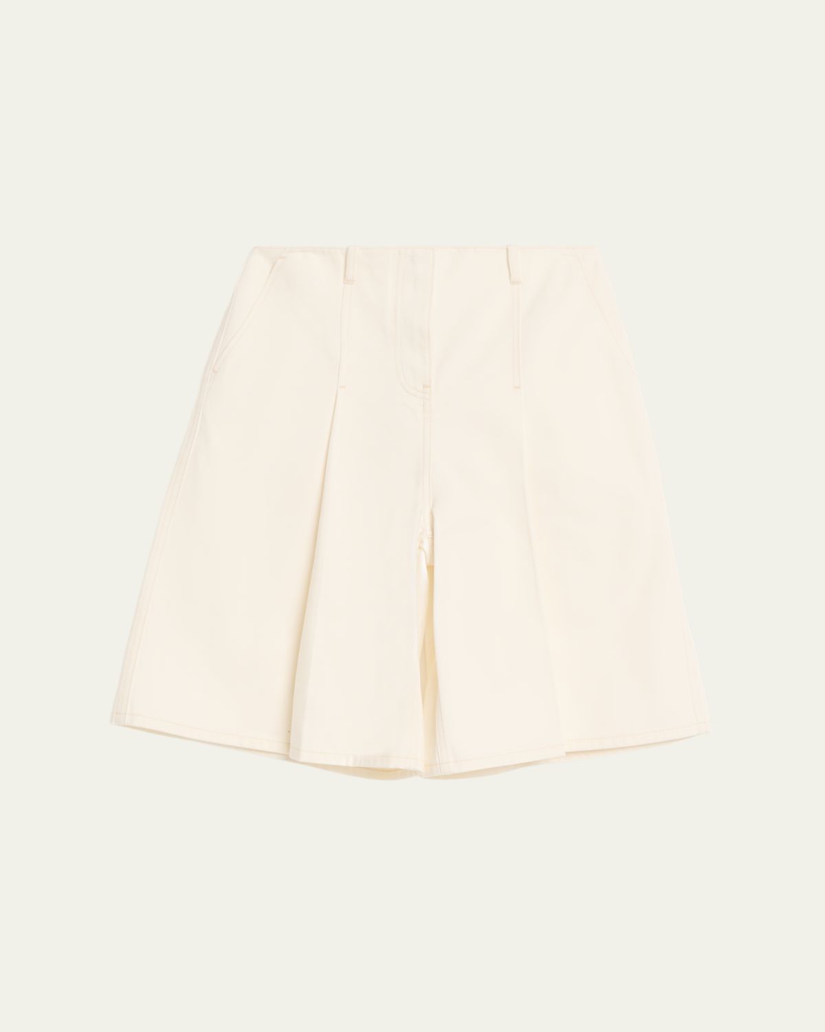 3.1 Phillip Lim Pleated Knee-Length Denim Shorts