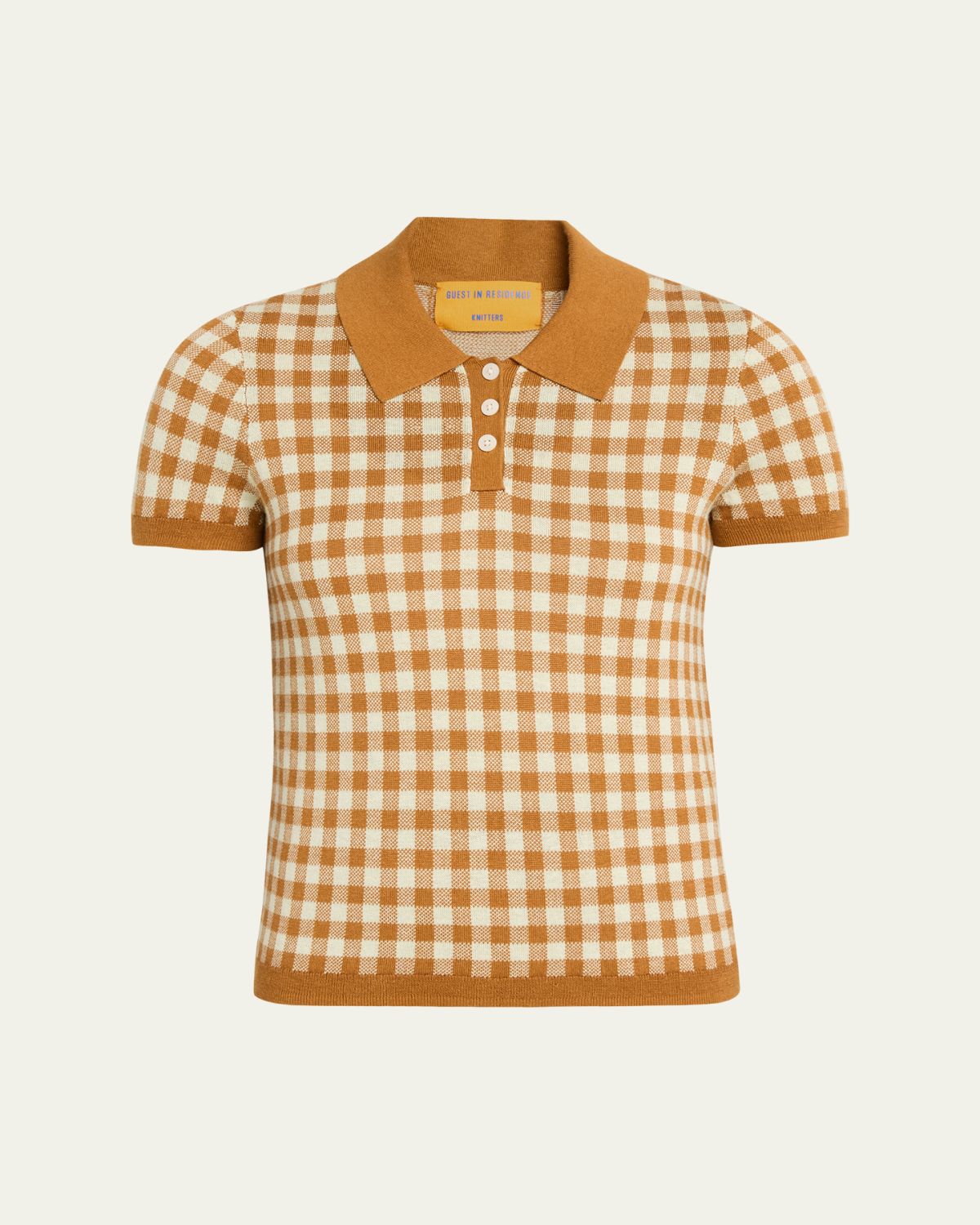 Guest in Residence Gingham Shrunken Silk-Linen Polo | Thumbnail 6 Guest in Residence Gingham Shrunken Silk-Linen Polo | Thumbnail 6