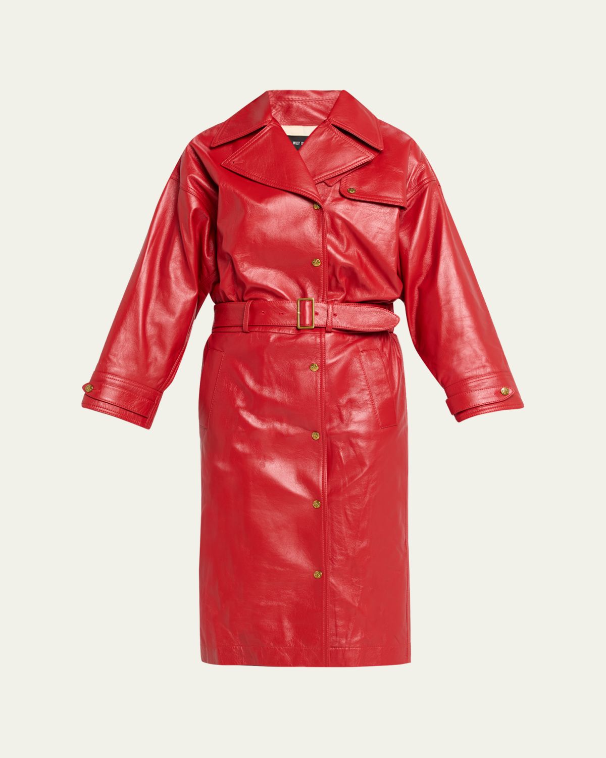 Willy Chavarria Leather Midi Trench Dress