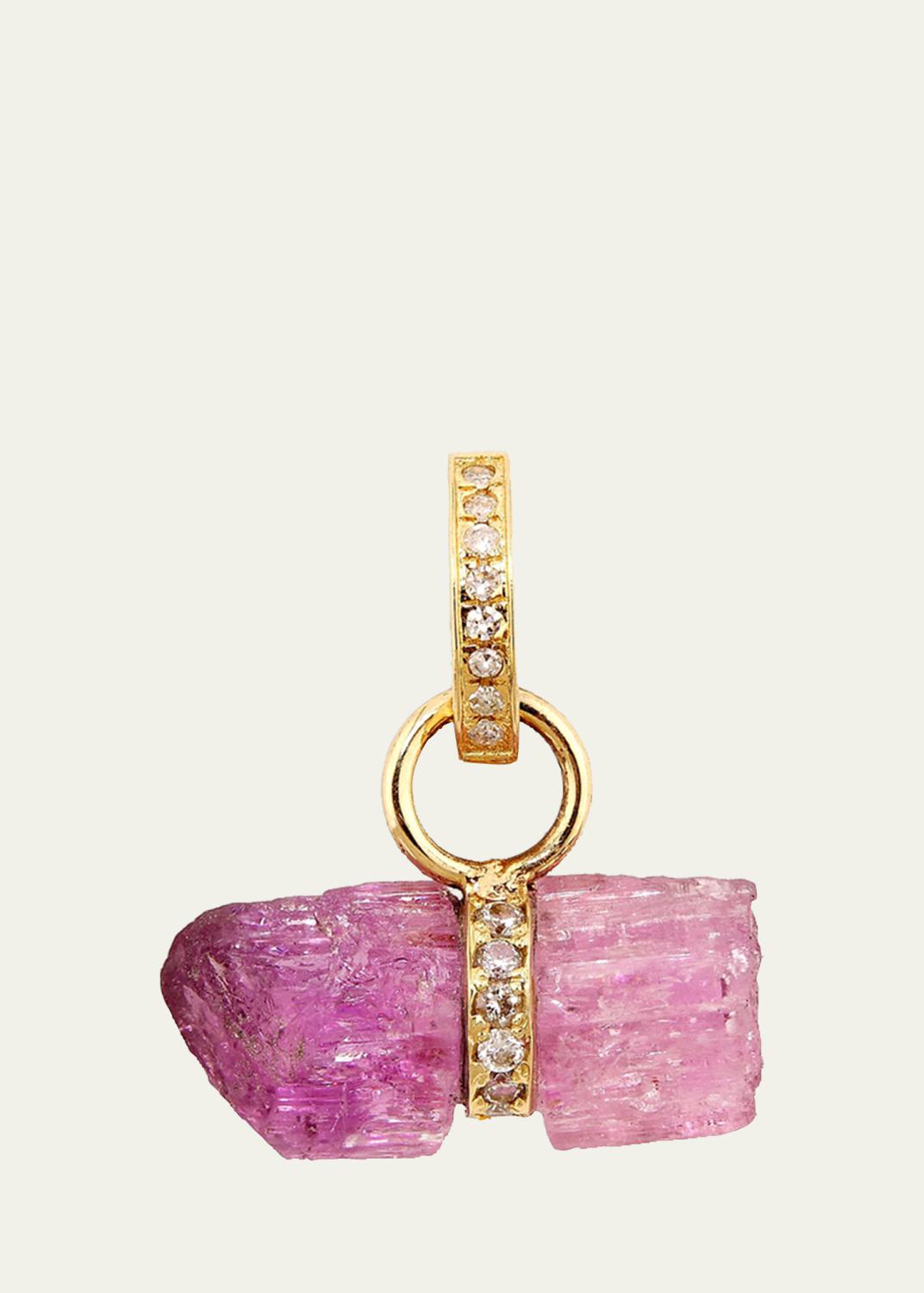 14K Pink Topaz Diamond Bar Charm 14K Pink Topaz Diamond Bar Charm