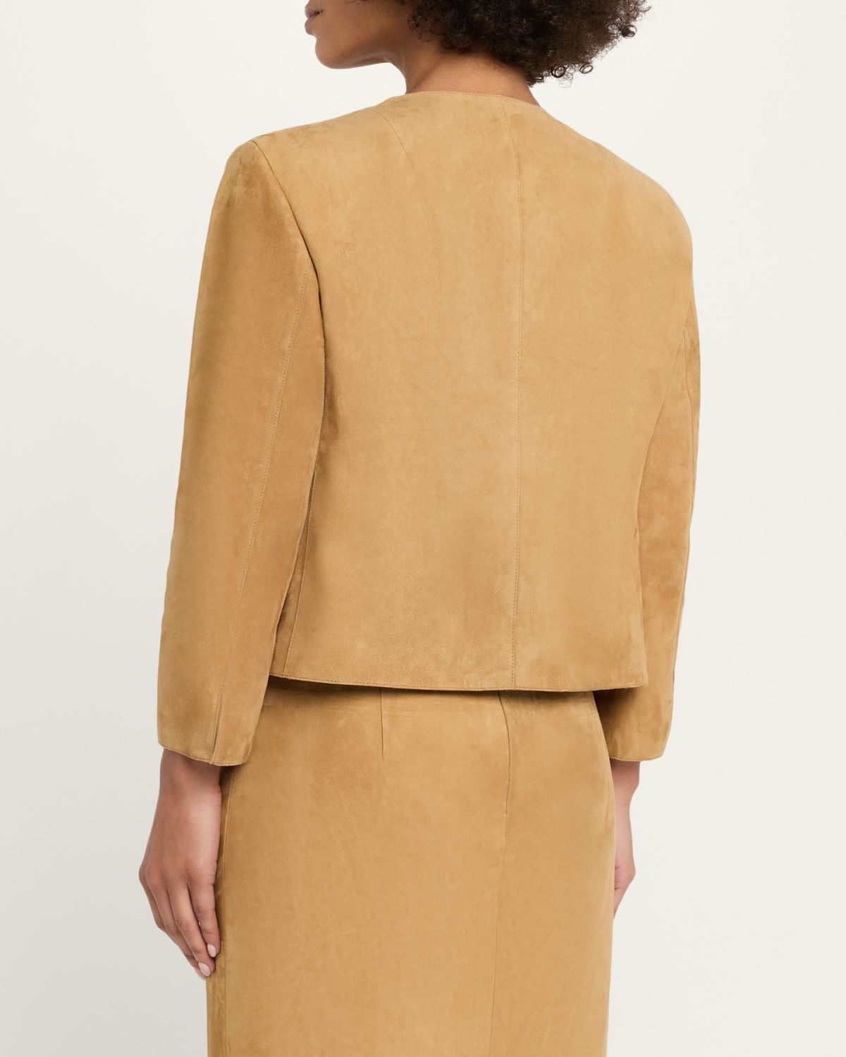 Akris Collarless Suede Single-Breasted Jacket | Thumbnail 3