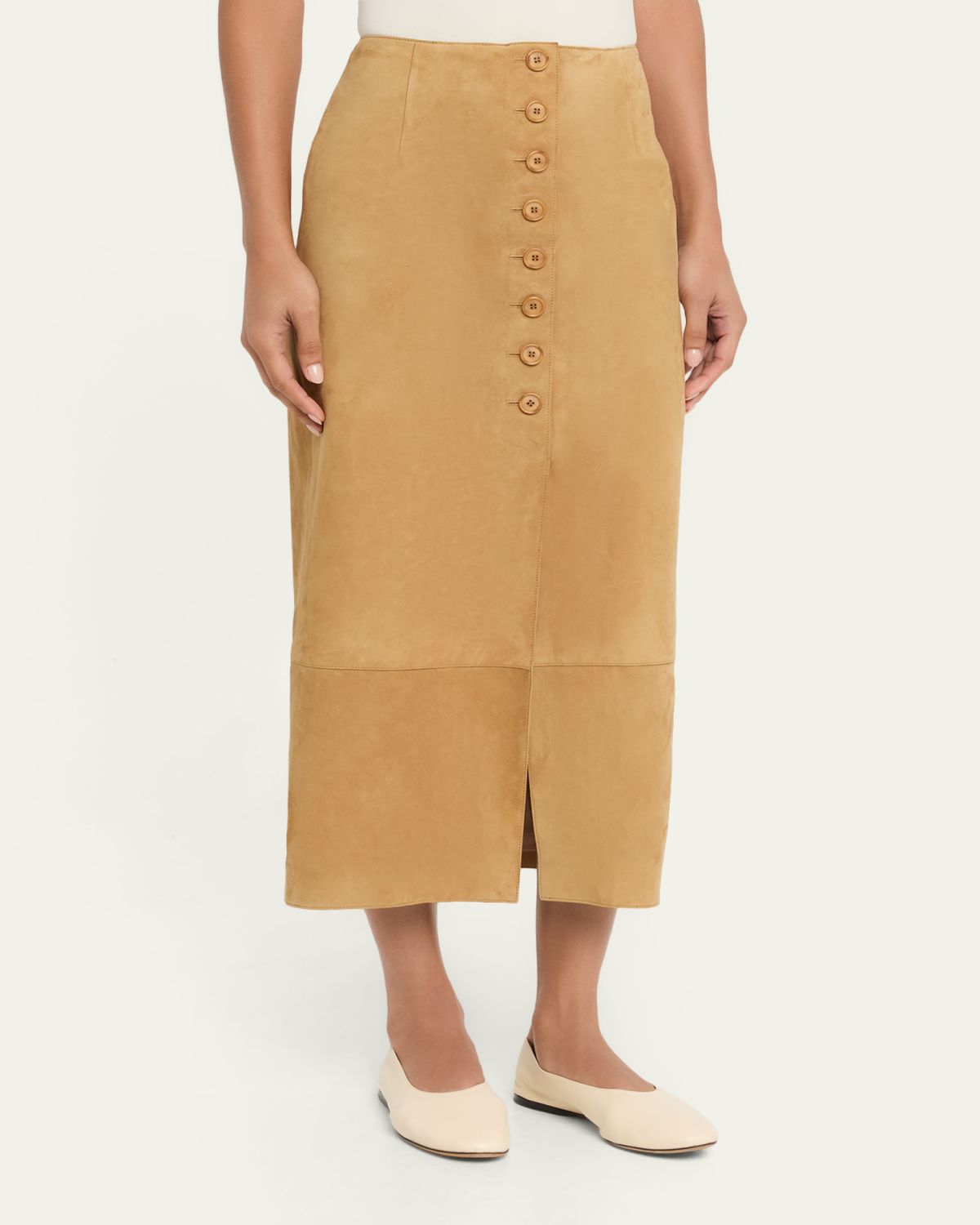 Akris Suede Button-Front Midi Skirt | Thumbnail 4 Akris Suede Button-Front Midi Skirt | Thumbnail 4