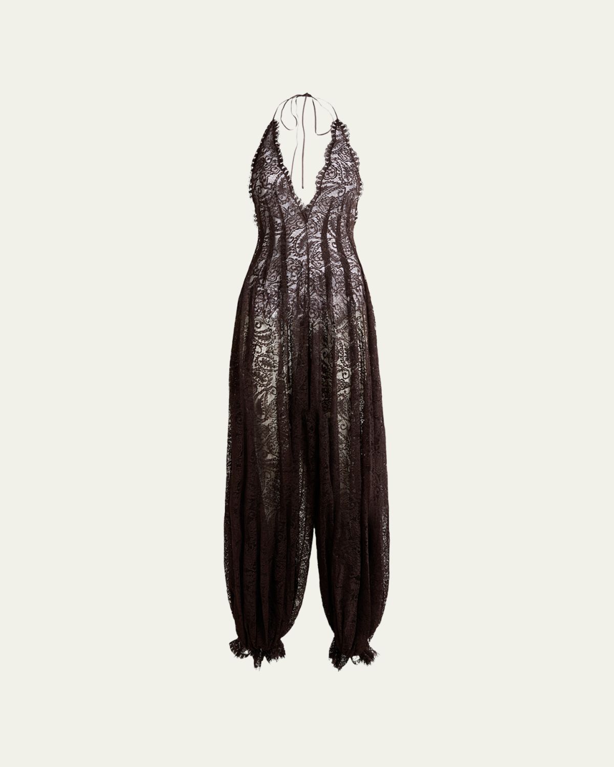 Etro Plunging Halter Lace Balloon-Leg Jumpsuit | Thumbnail 5 Etro Plunging Halter Lace Balloon-Leg Jumpsuit | Thumbnail 5