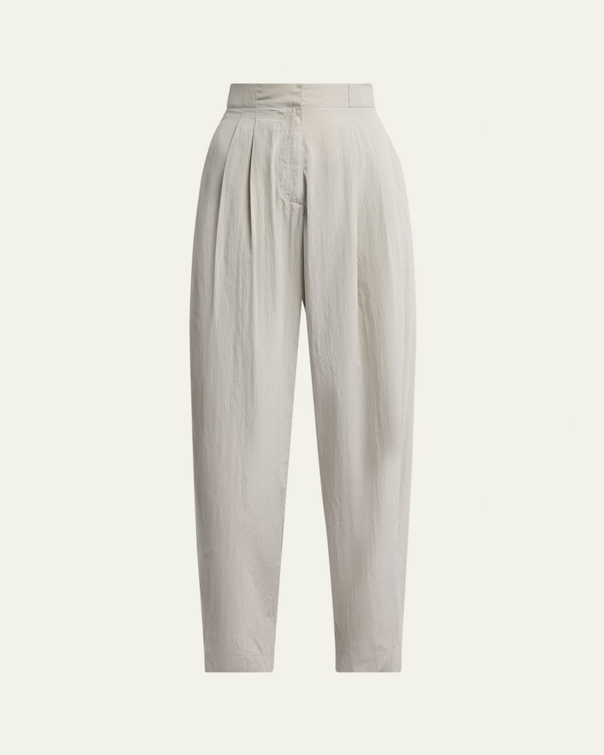 THE ROW Iven Low-Rise Crinkled Barrel-Leg Pants