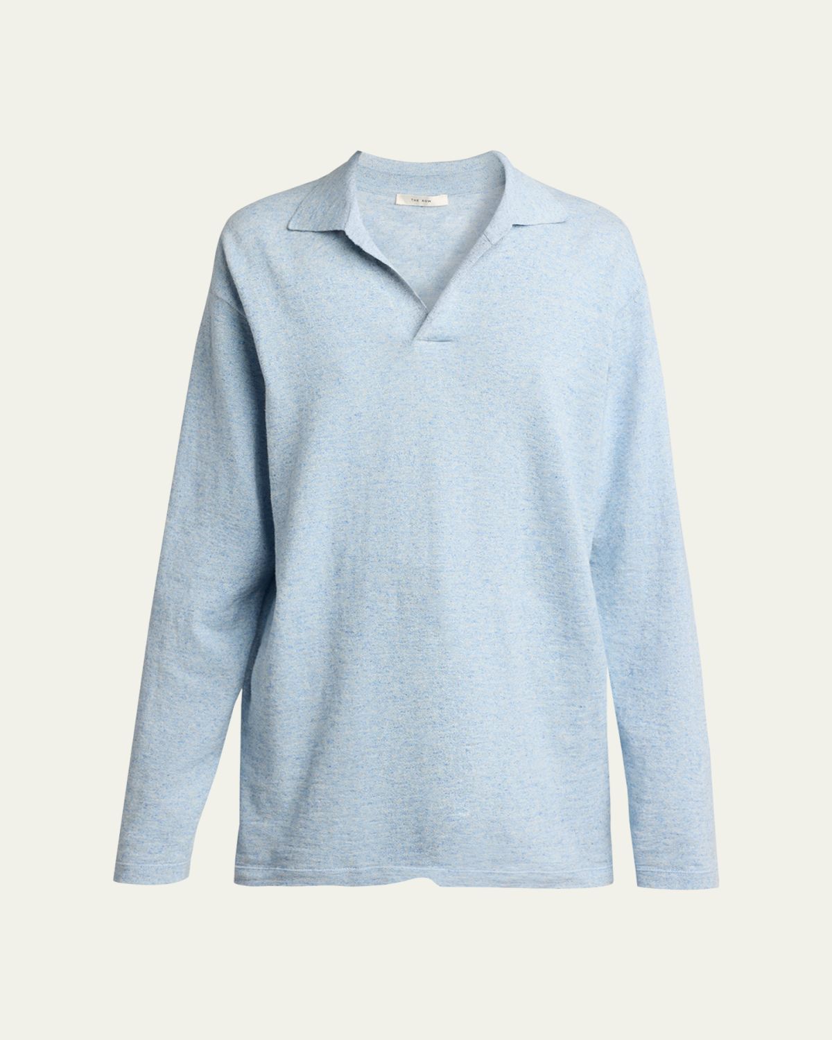 THE ROW Niosa Long-Sleeved Cotton & Linen Polo Top