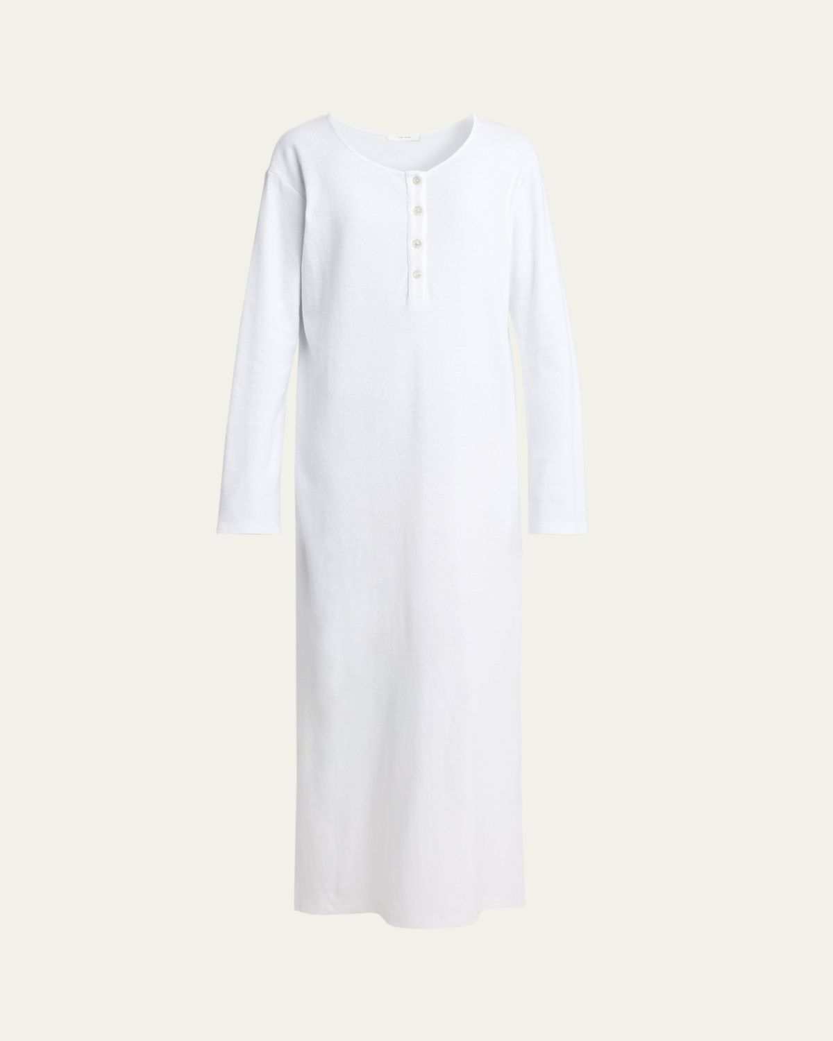 THE ROW Latoya Long-Sleeve Crewneck Cotton Midi Dress