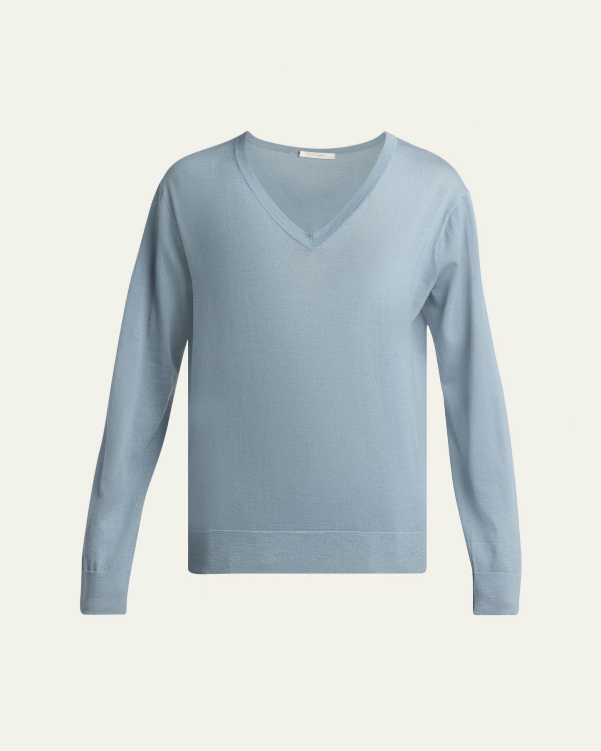 THE ROW Naius Long-Sleeve V-Neck Wool Top