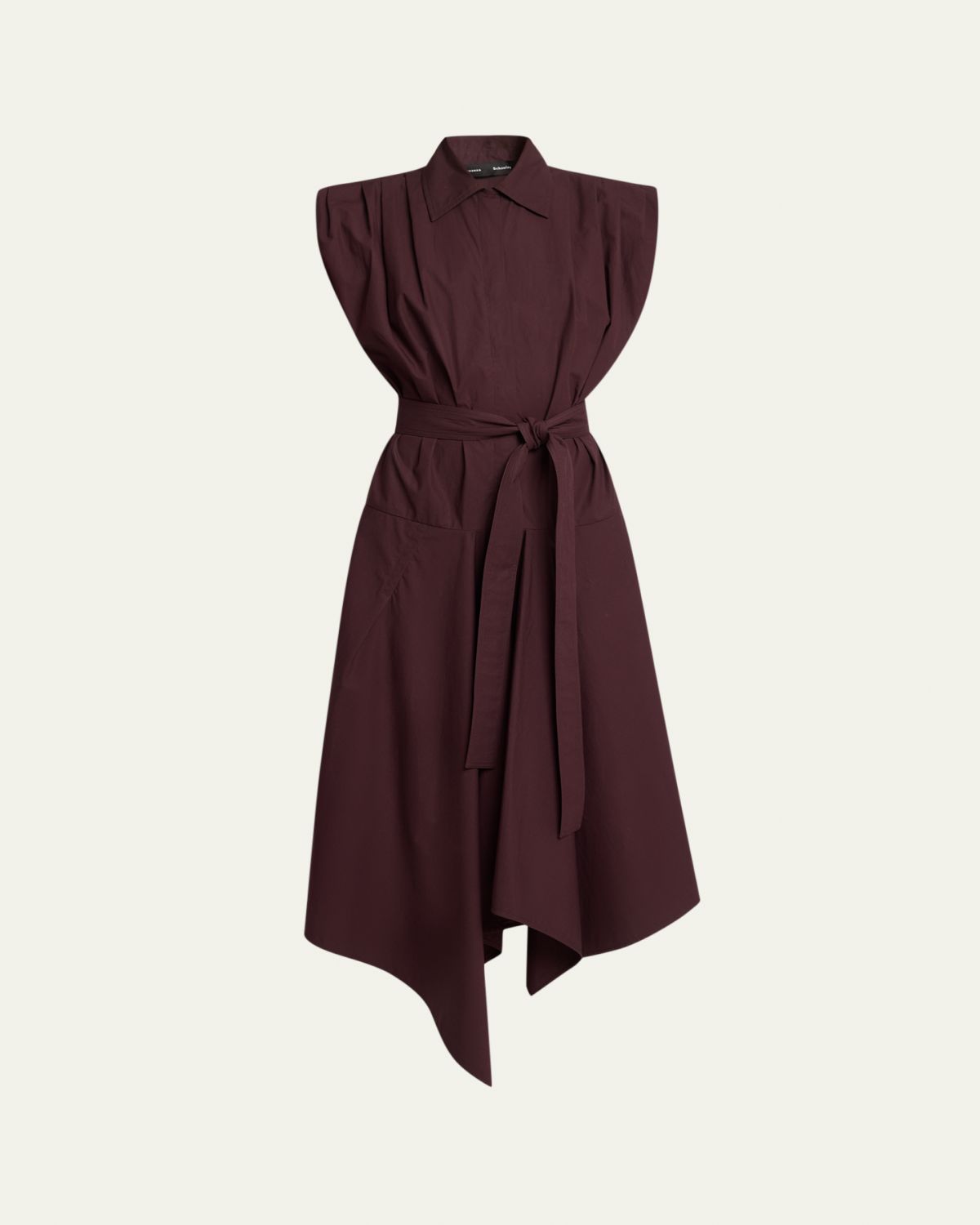 Proenza Schouler Adinna Sleeveless Belted Handkerchief Midi Shirtdress