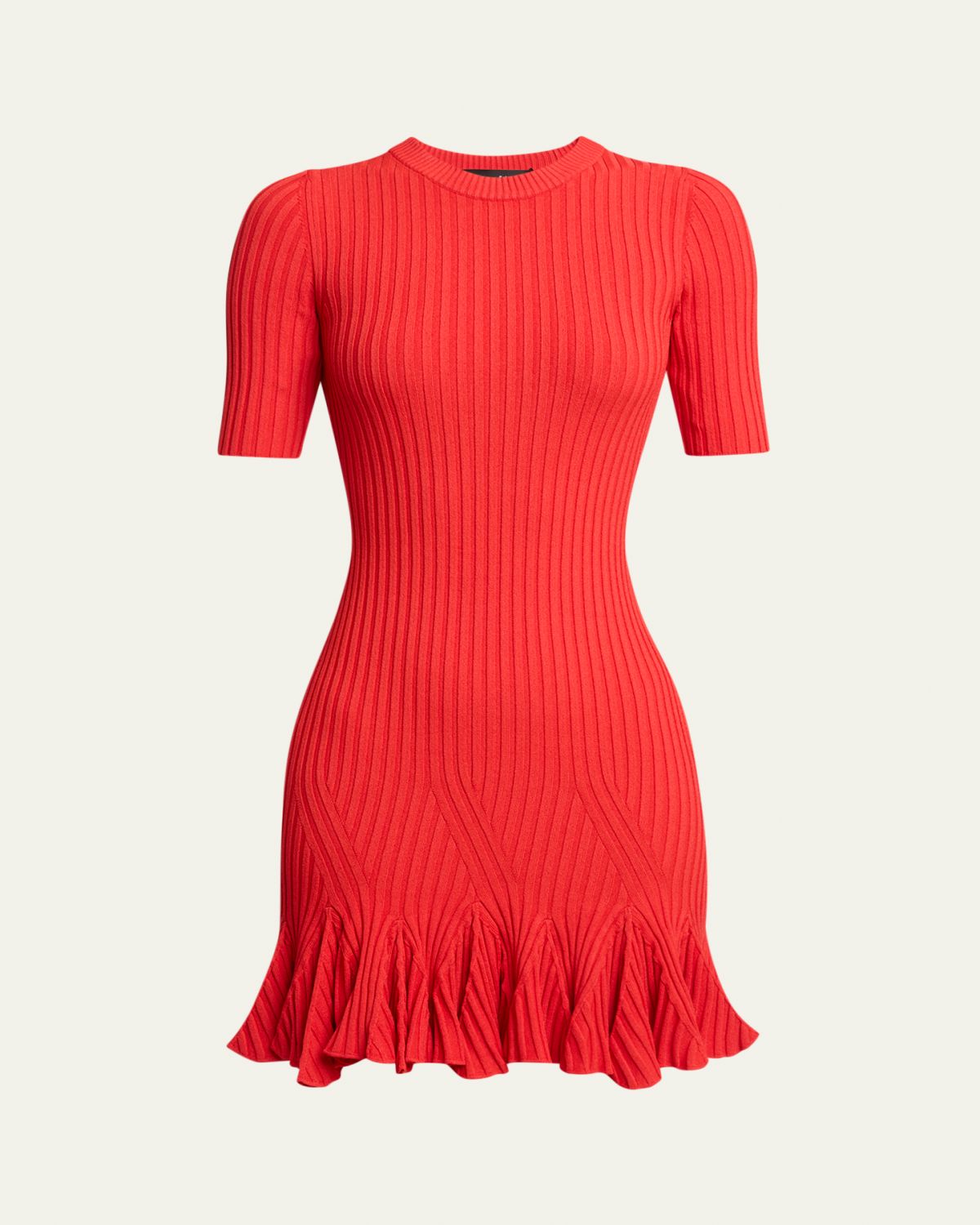 Proenza Schouler Leandra Rib Short-Sleeve Mini Dress