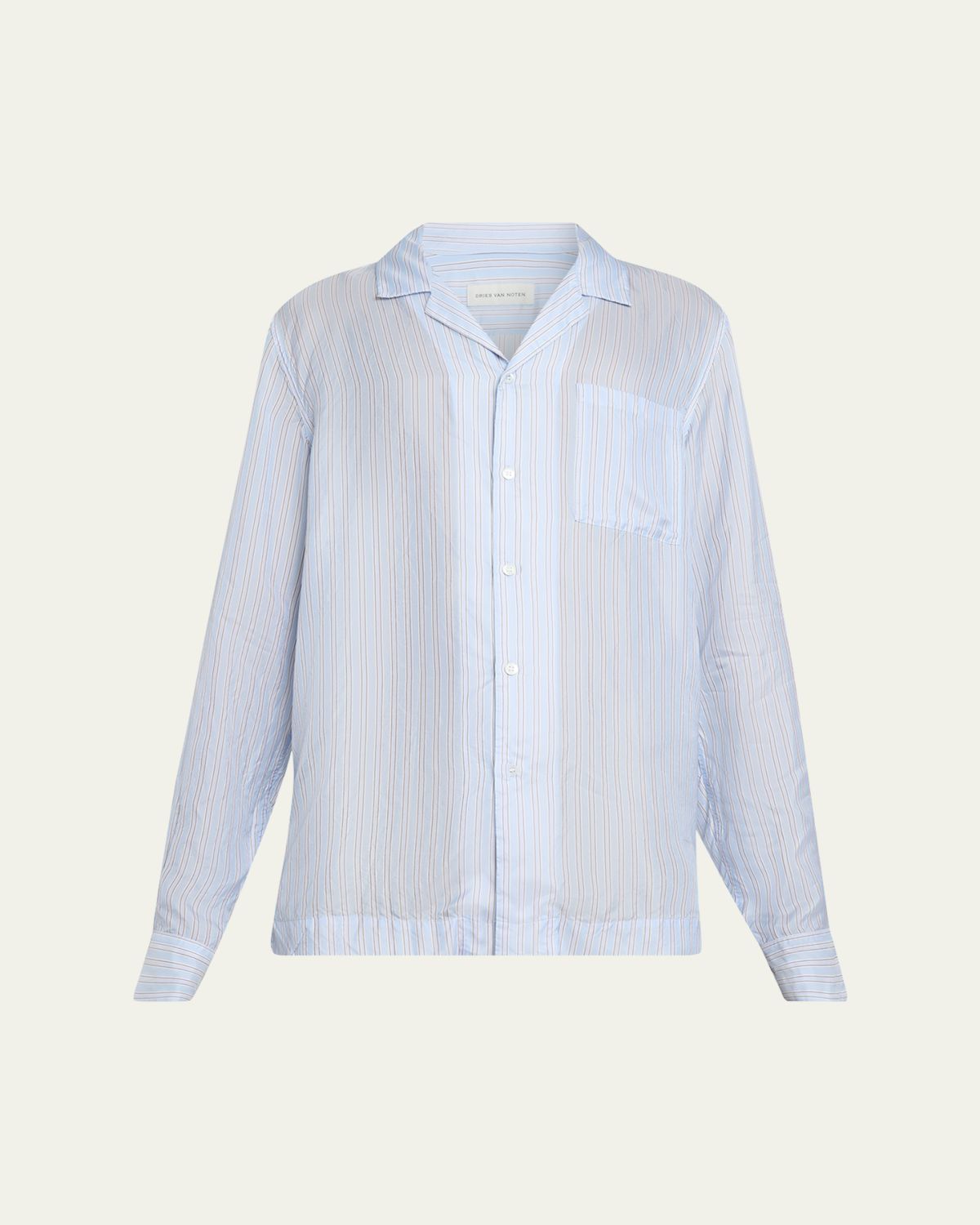 Dries Van Noten Men's Striped Cupro Button-Down Shirt