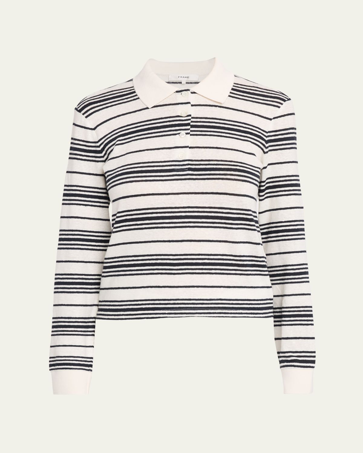 FRAME The Stripe Long-Sleeve Polo