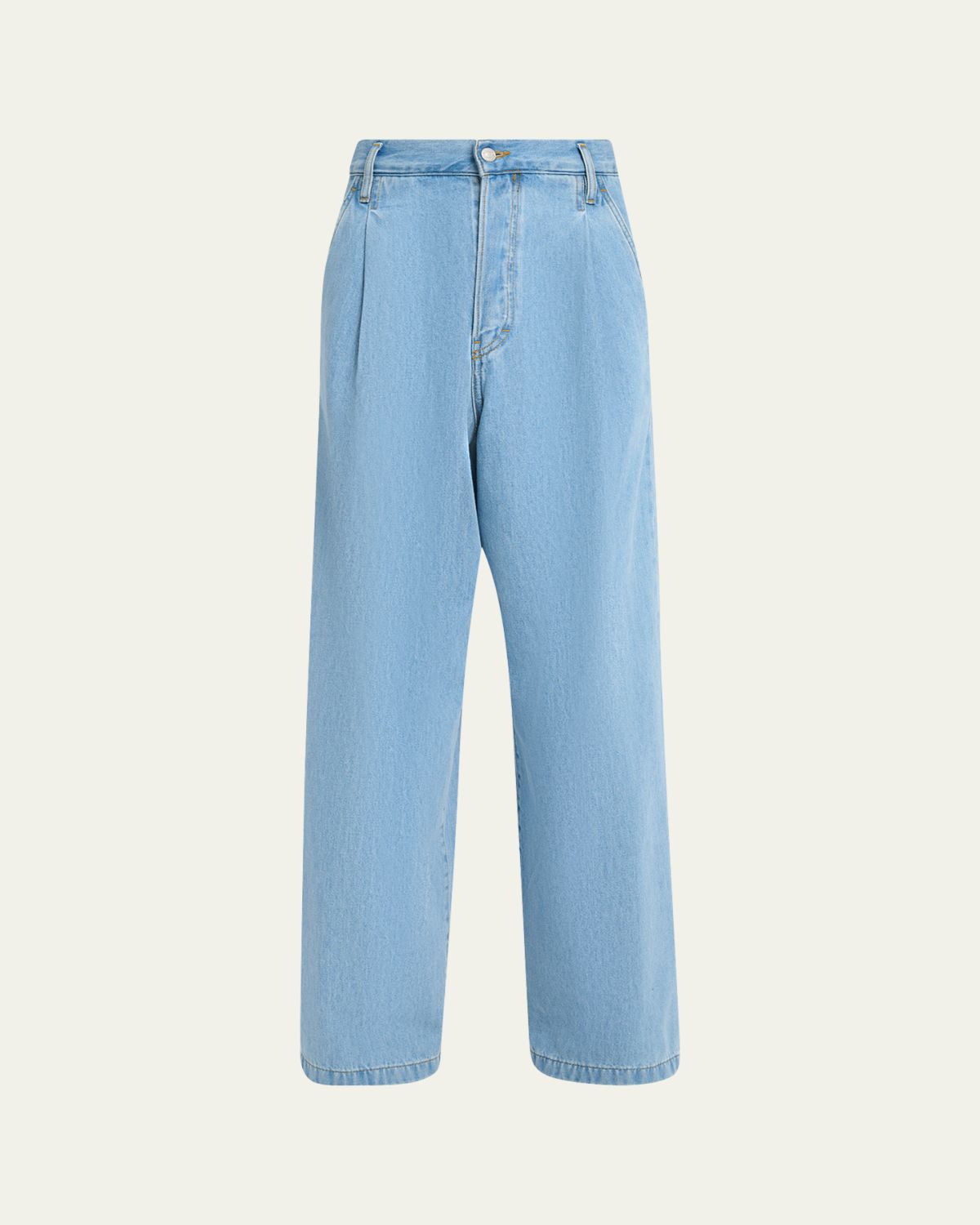 Dries Van Noten Men's Light Blue Pleated Denim Jeans